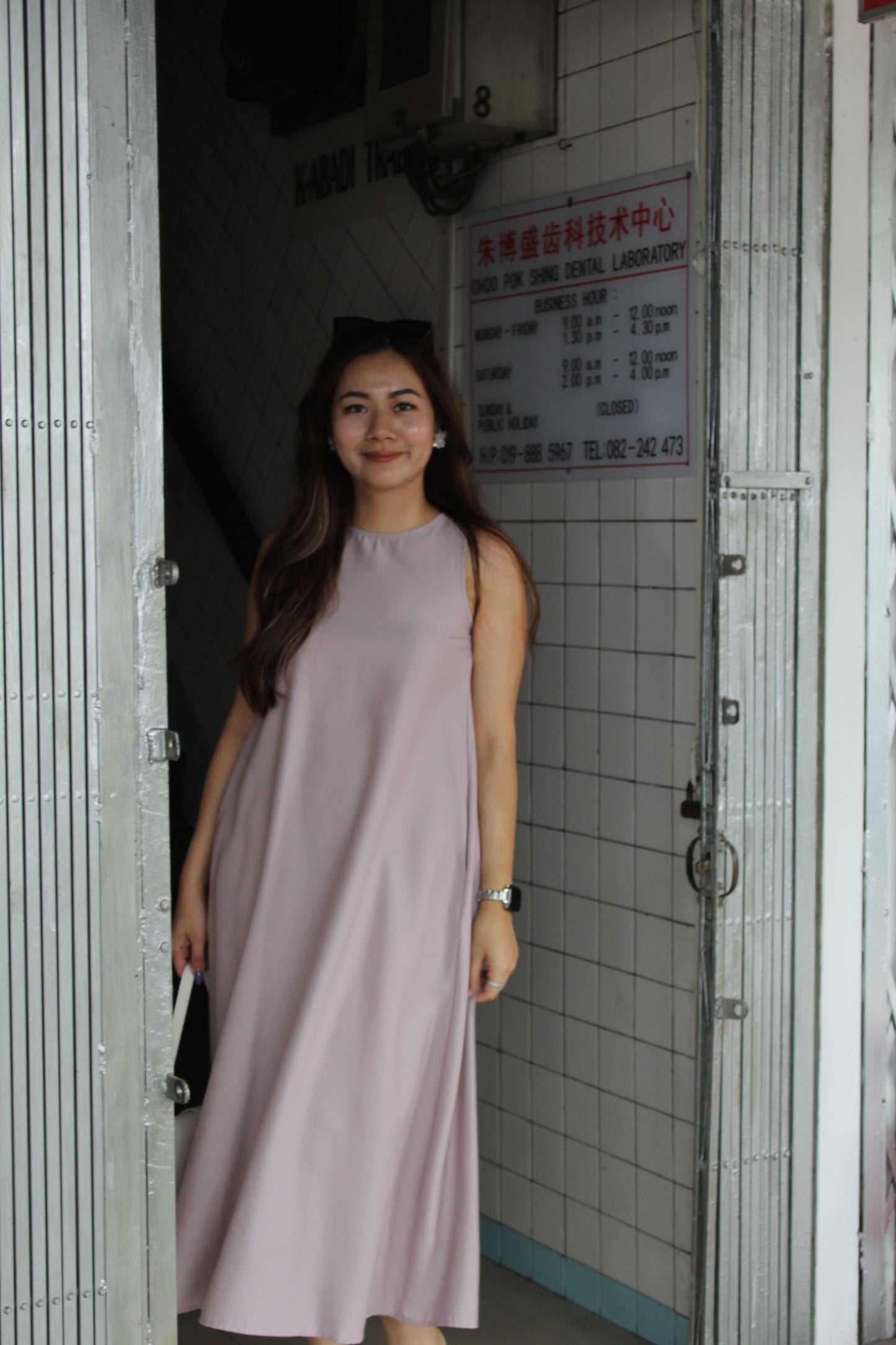 Vienna A-Line Midi Dress (White)