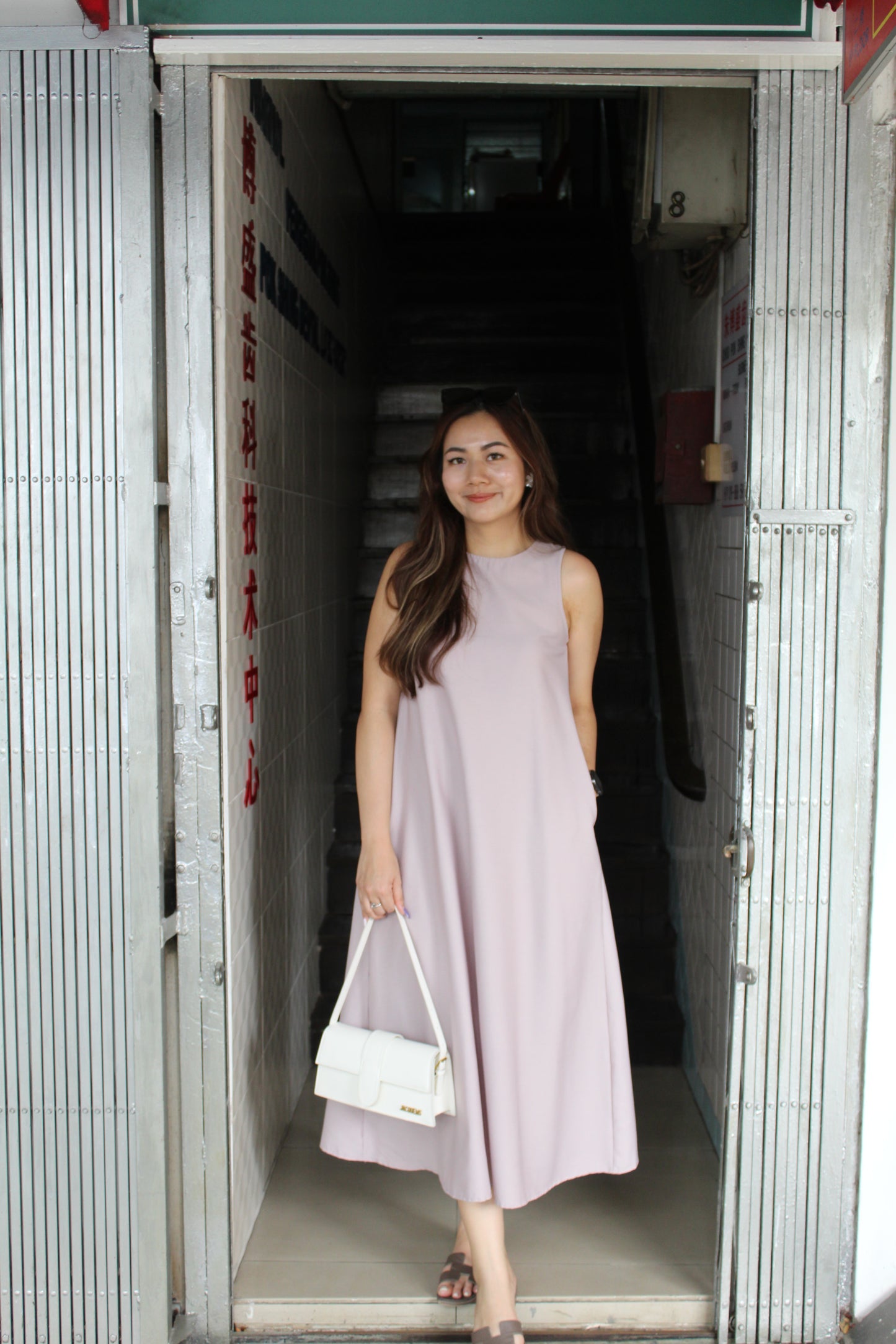 Vienna A-Line Midi Dress (White)