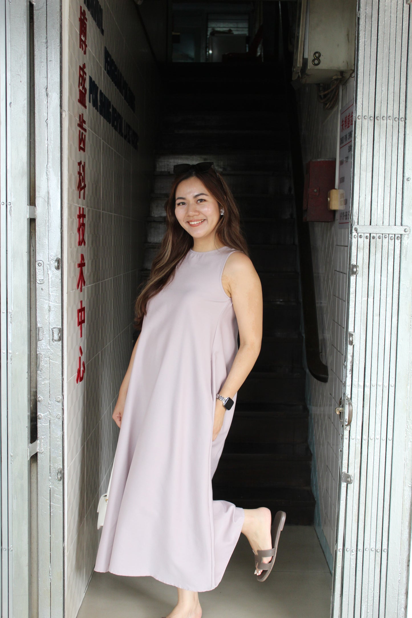 Vienna A-Line Midi Dress (White)