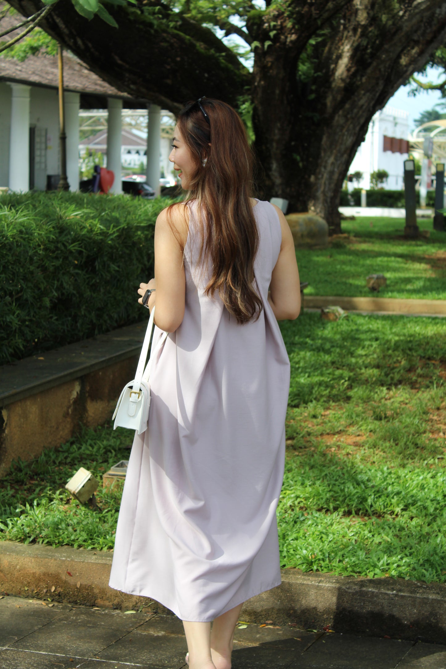 Vienna A-Line Midi Dress (White)