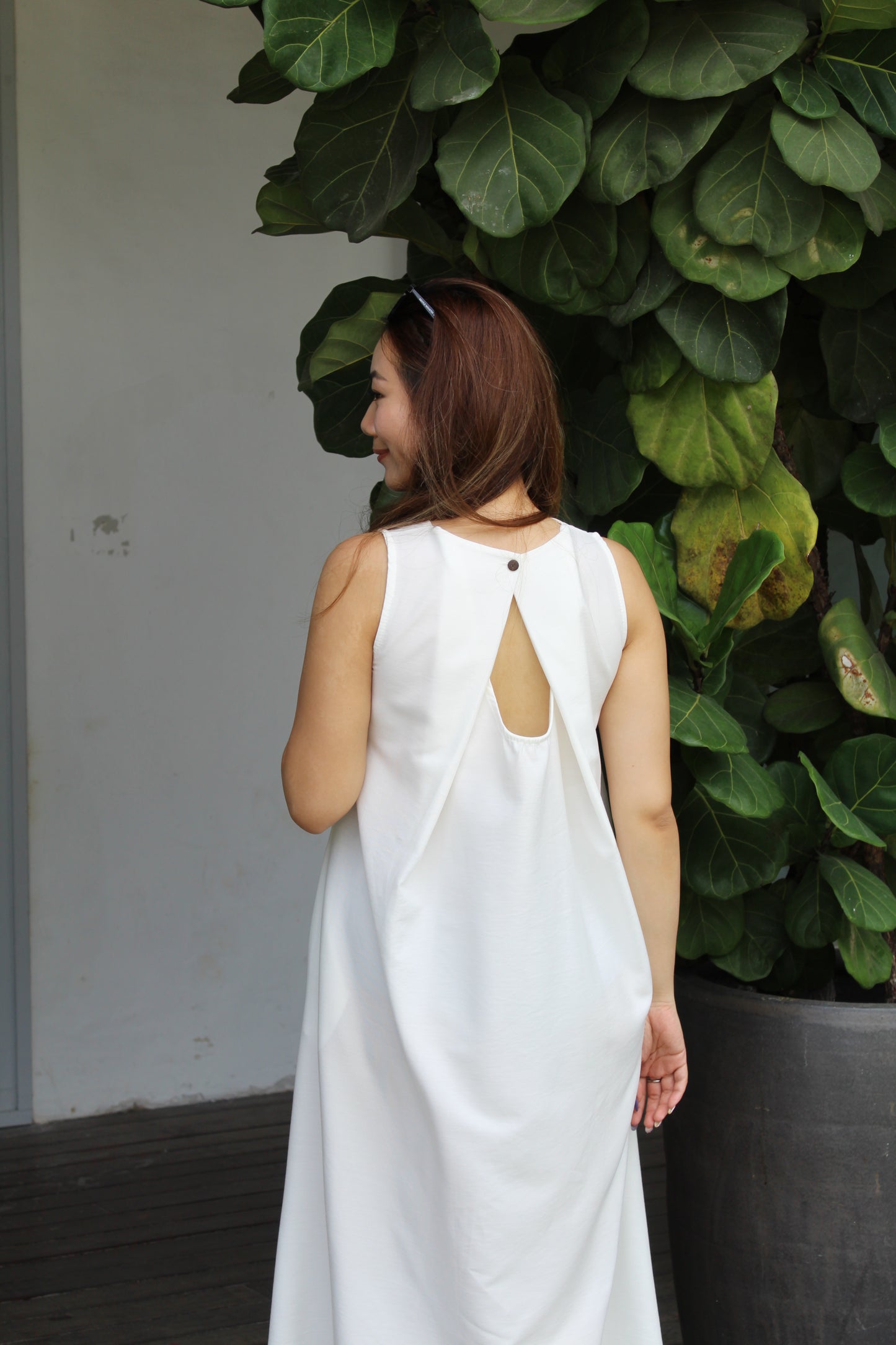 Vienna A-Line Midi Dress (White)