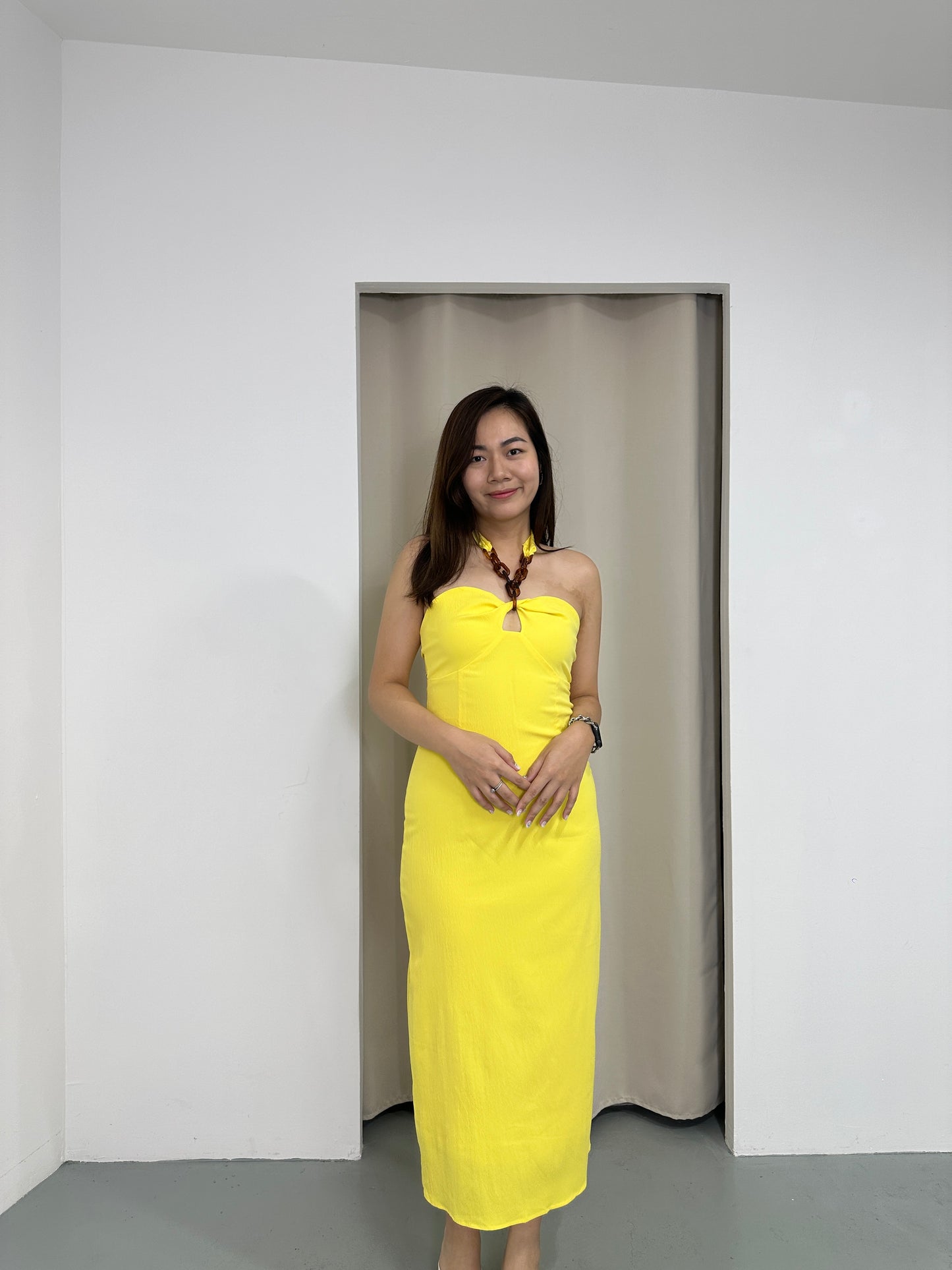 Natalia Halter Dress (Yellow)