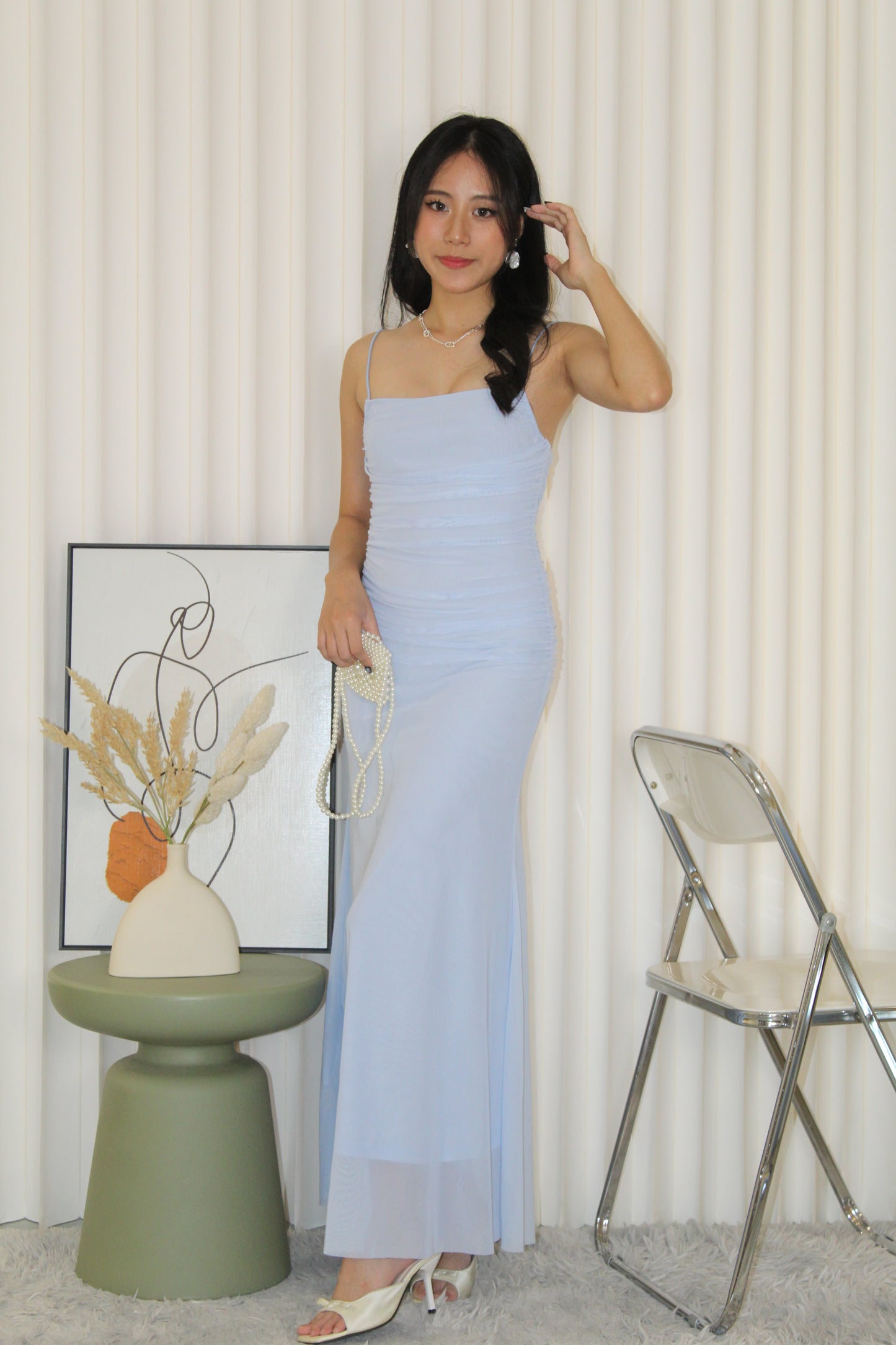 Winnie Mesh Maxi Dress (Blue)