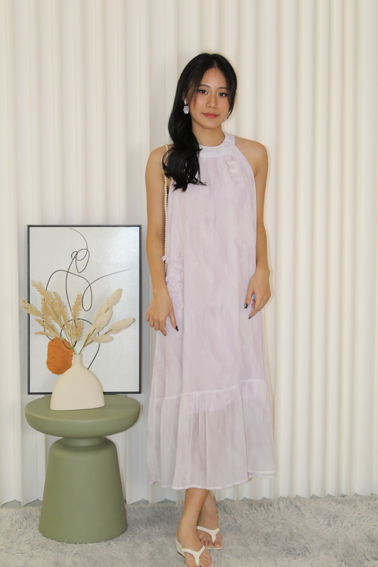 Jaelyn Halter Midi Dress (Cream)