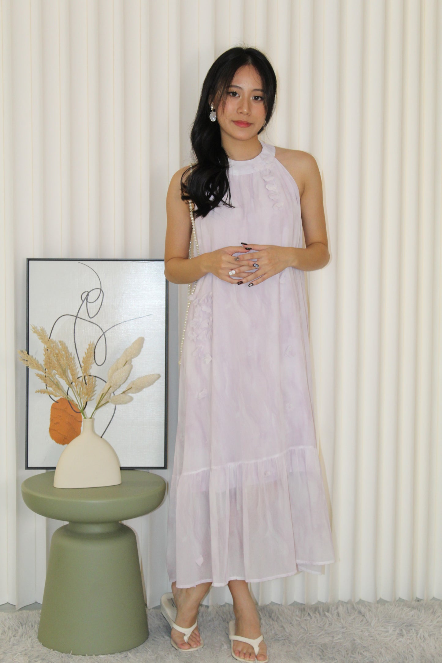Jaelyn Halter Midi Dress (Cream)