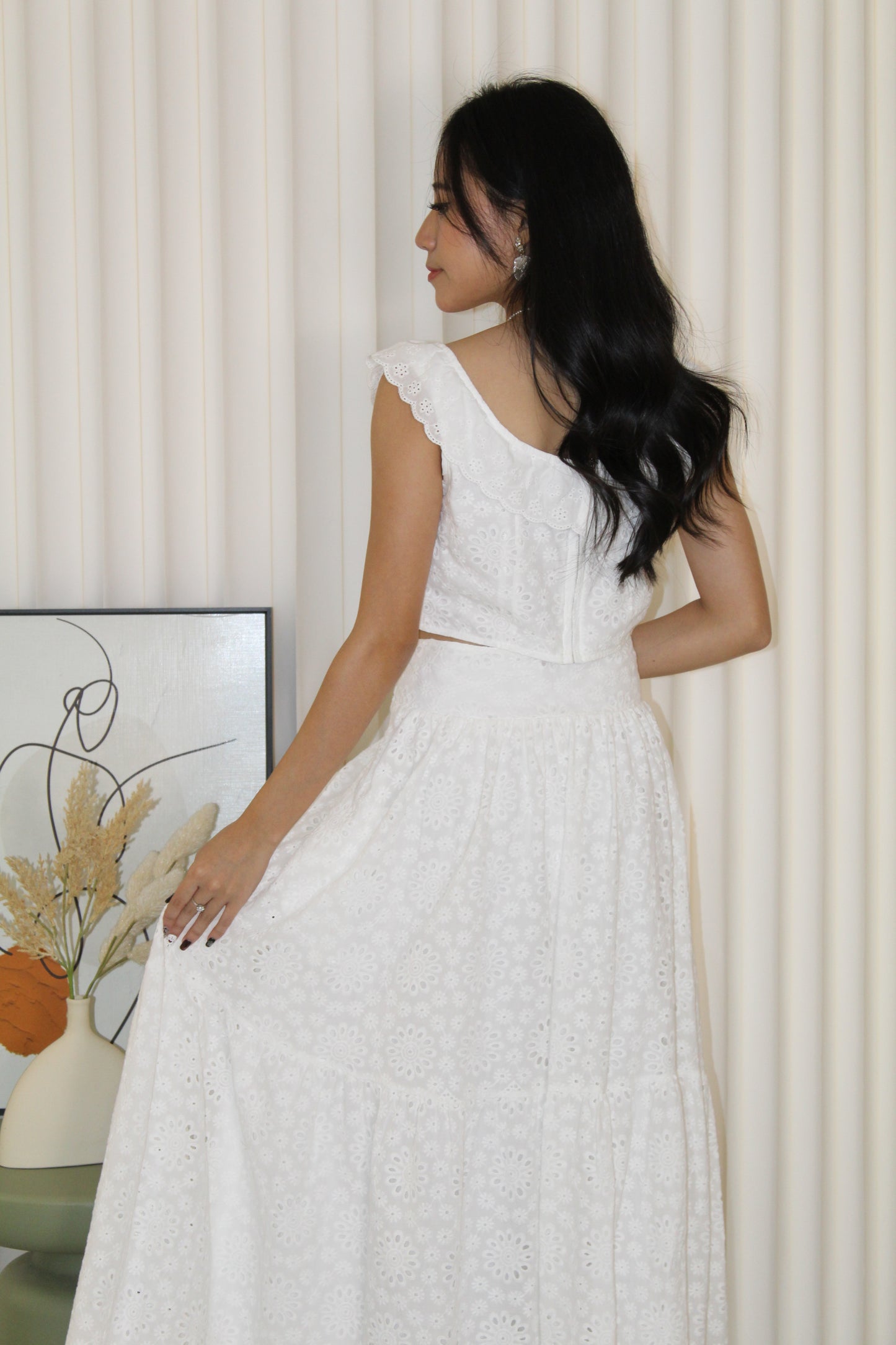 Yasmine Eyelet Two Piece Set (White)