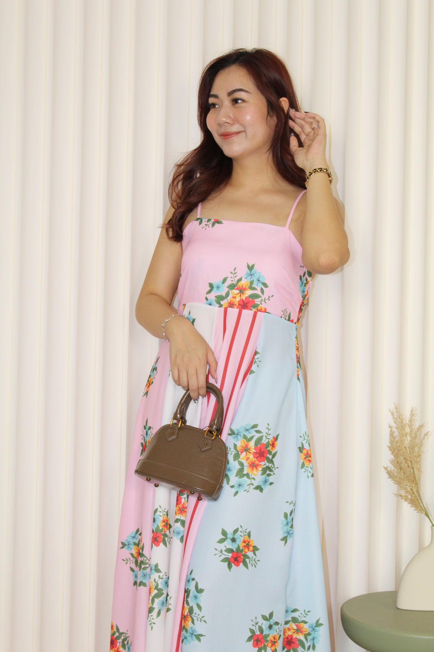 Anna Floral Maxi Dress (Pink)