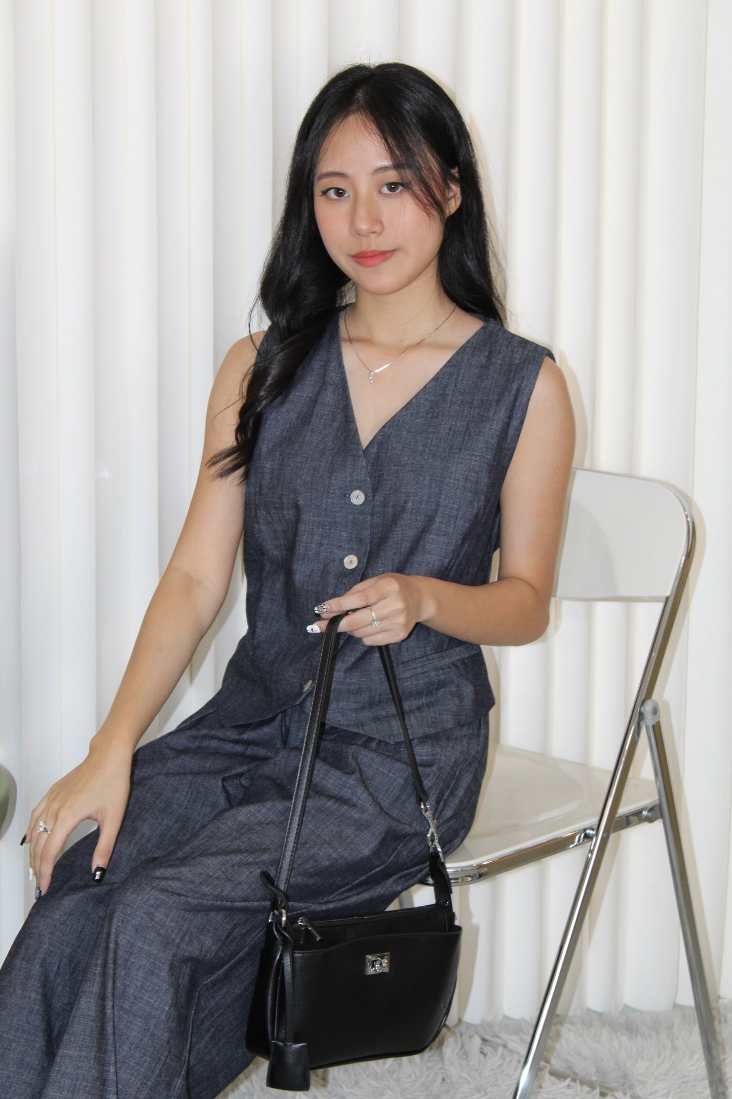 Millie Denim Vest Two Piece Set