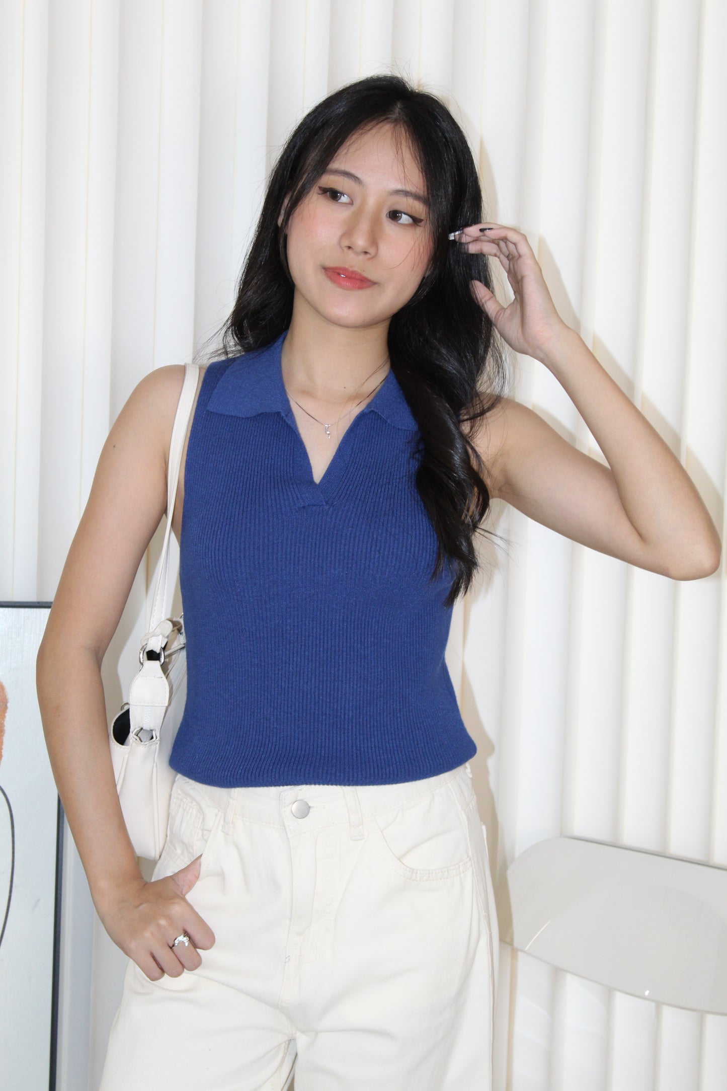 Maison Collared Knit Top (Cream)