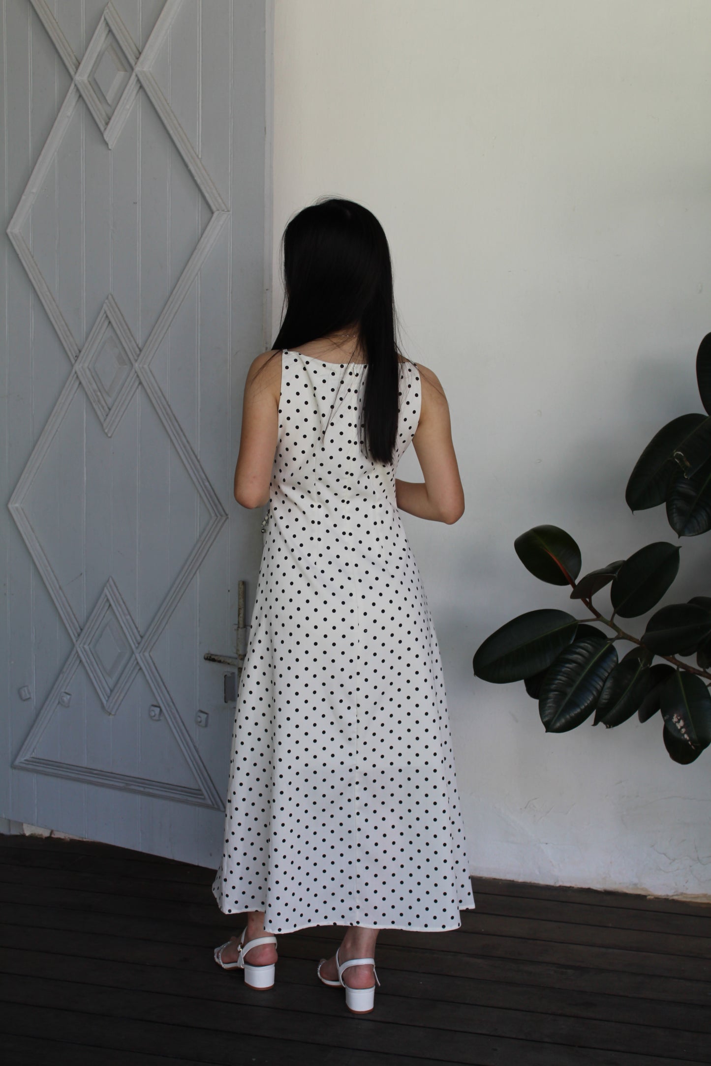 Penelope Polka Dots Maxi Dress (White)