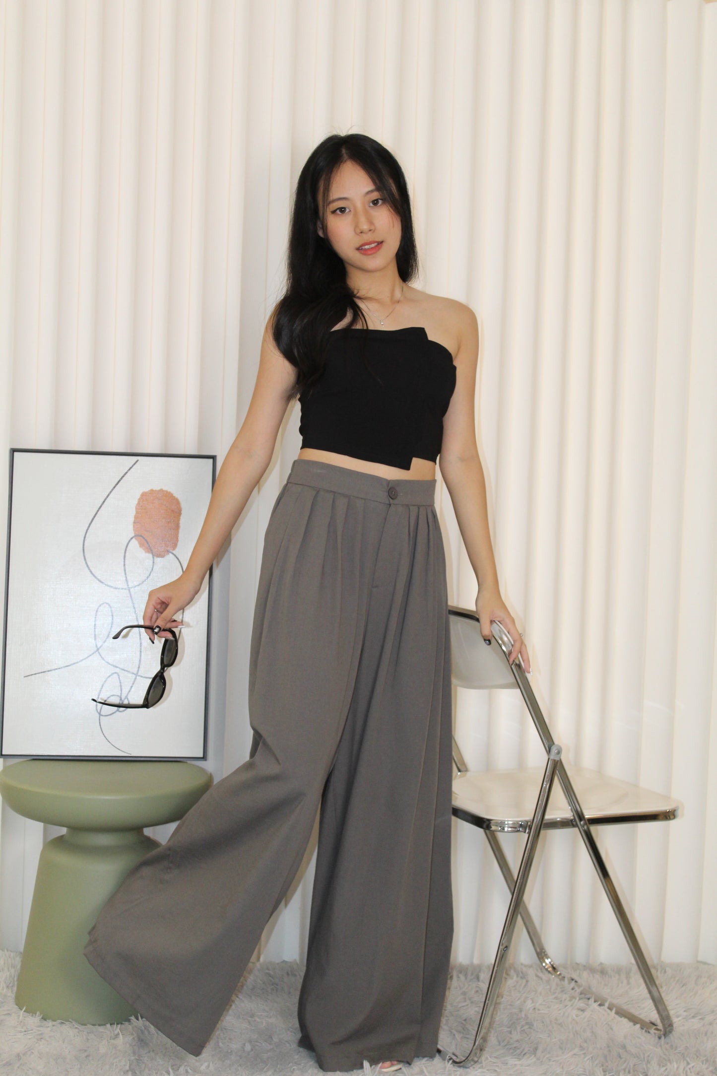 Yana Pleated Pants (Grey)