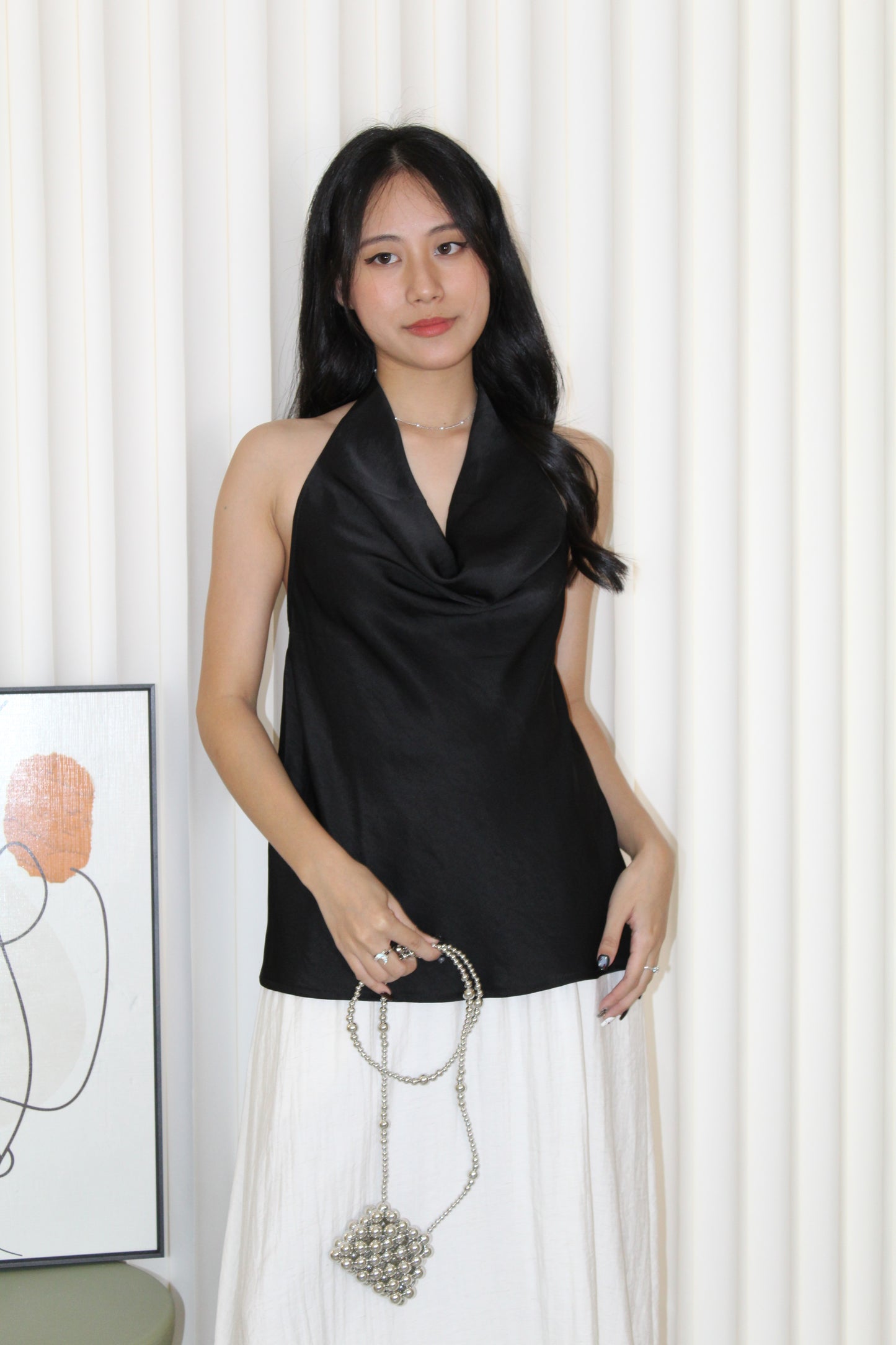Piper Halter Bare Back Top (Black)
