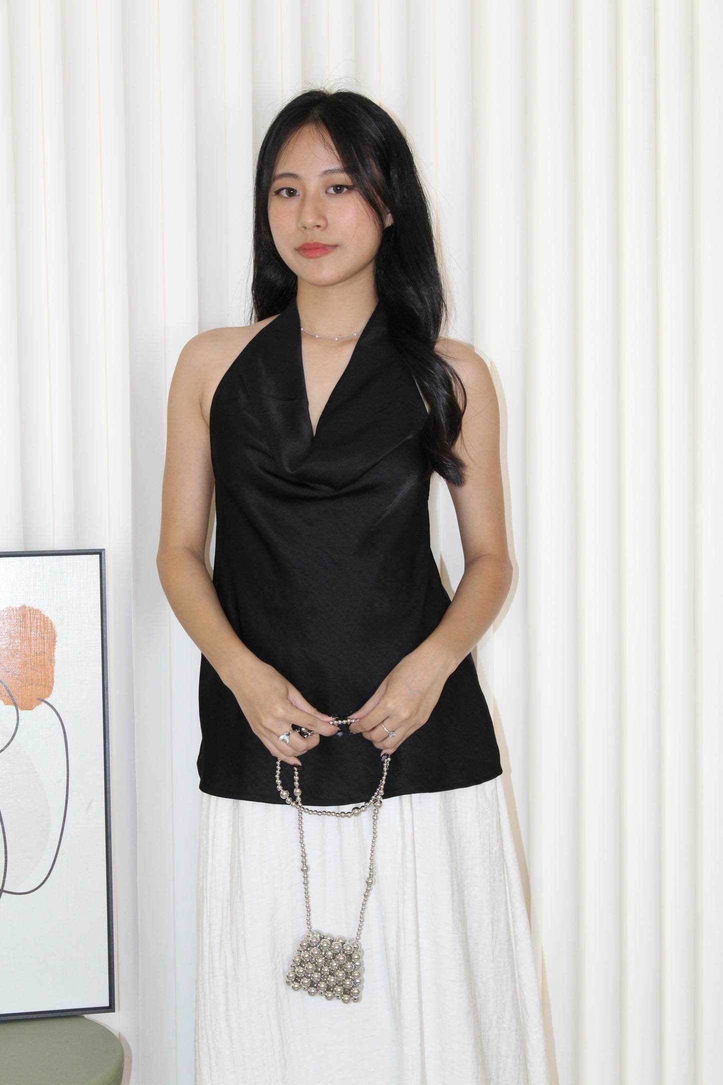 Piper Halter Bare Back Top (Black)