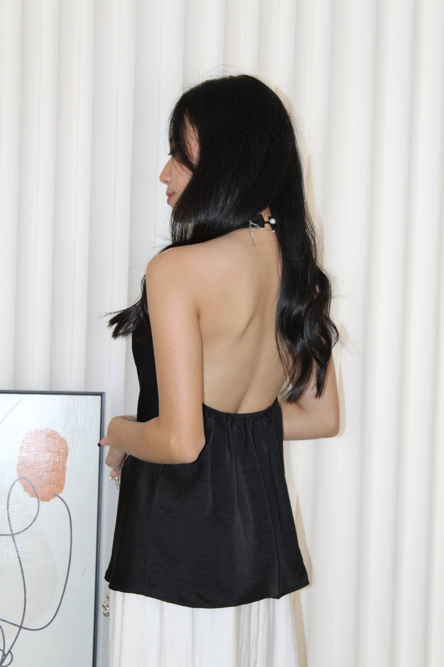 Piper Halter Bare Back Top (Black)