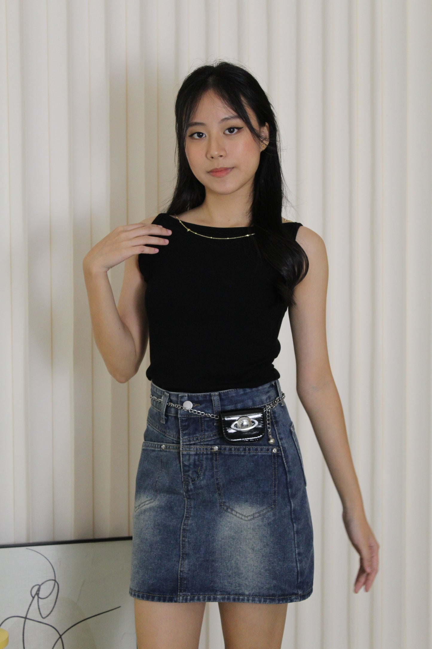 Yvonne Boat Neck Top (Black)