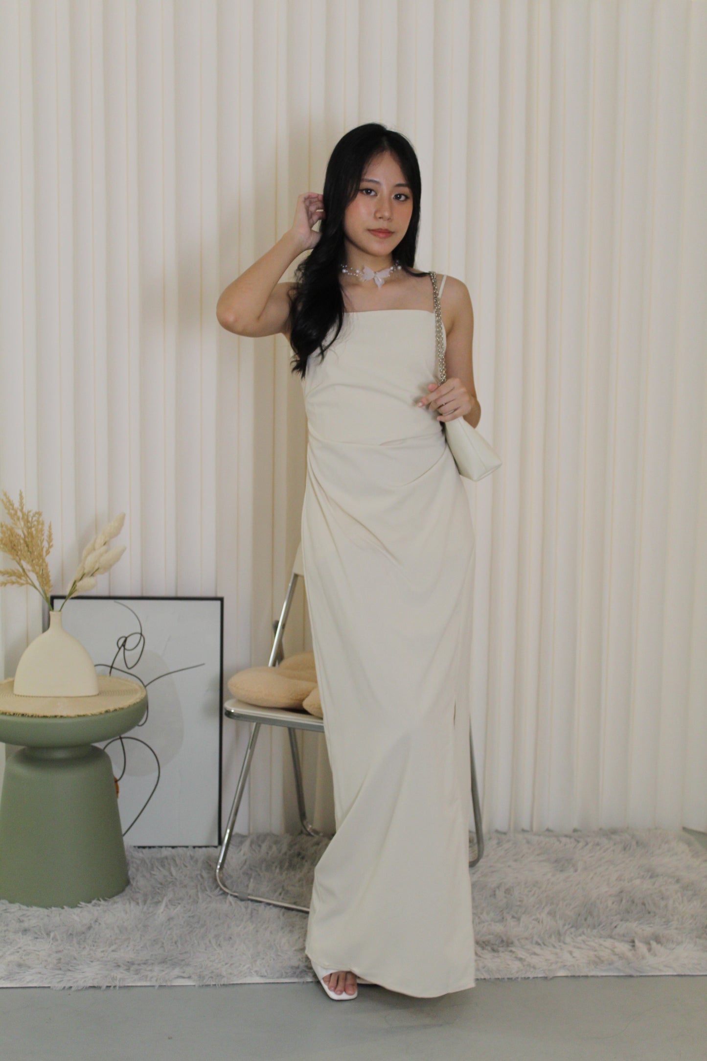 Thammie Bare Back Maxi Dress (Cream)