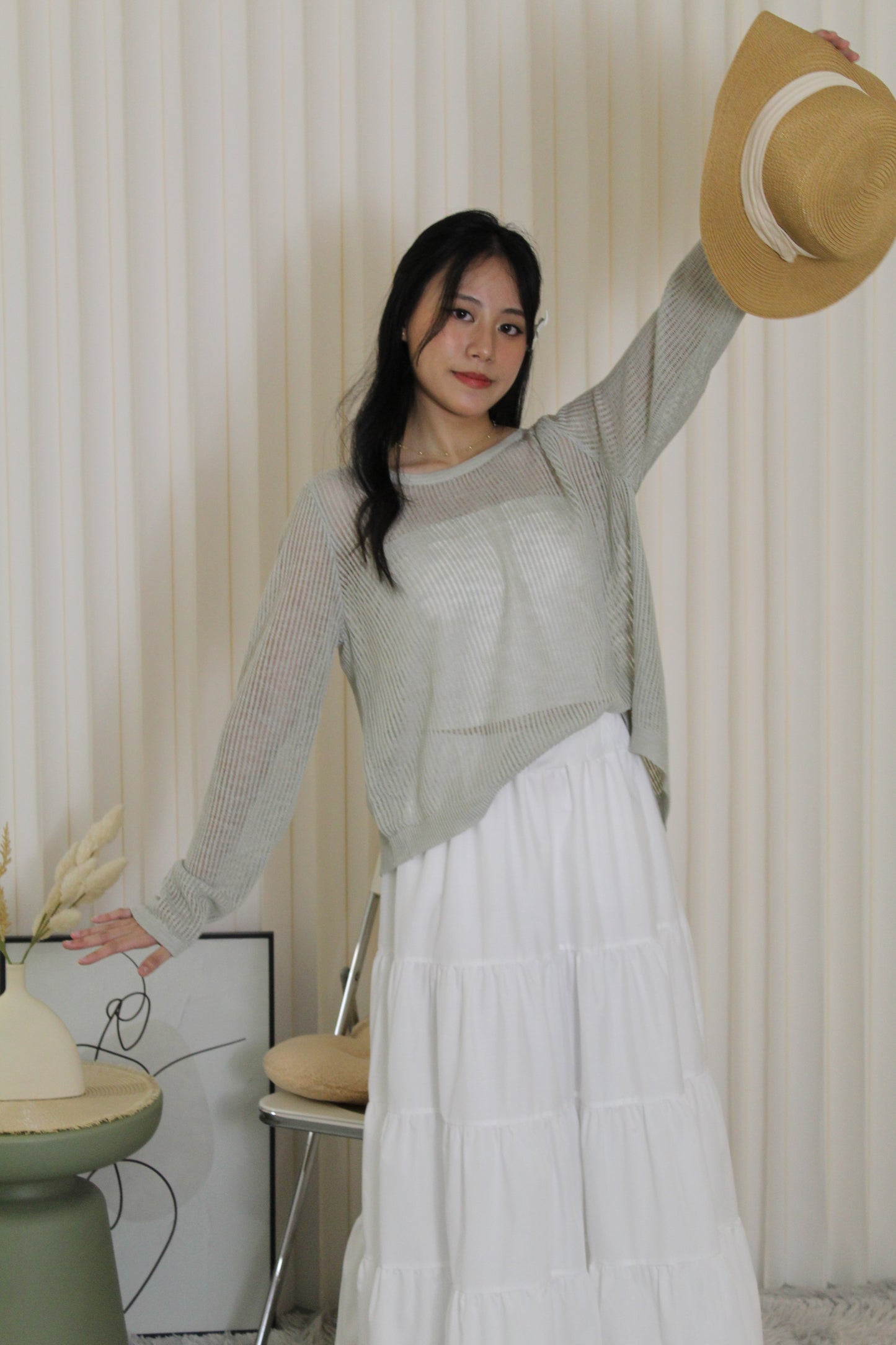 MaryAnn Sheer Knit Top (Green)