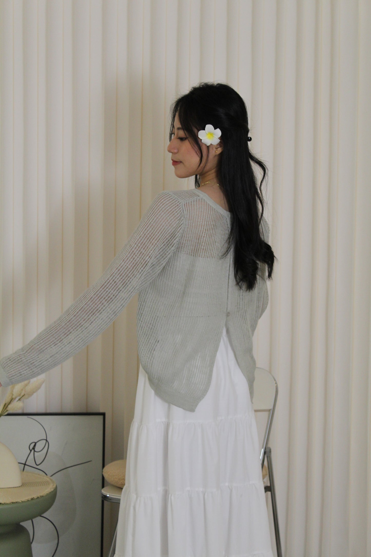 MaryAnn Sheer Knit Top (Green)