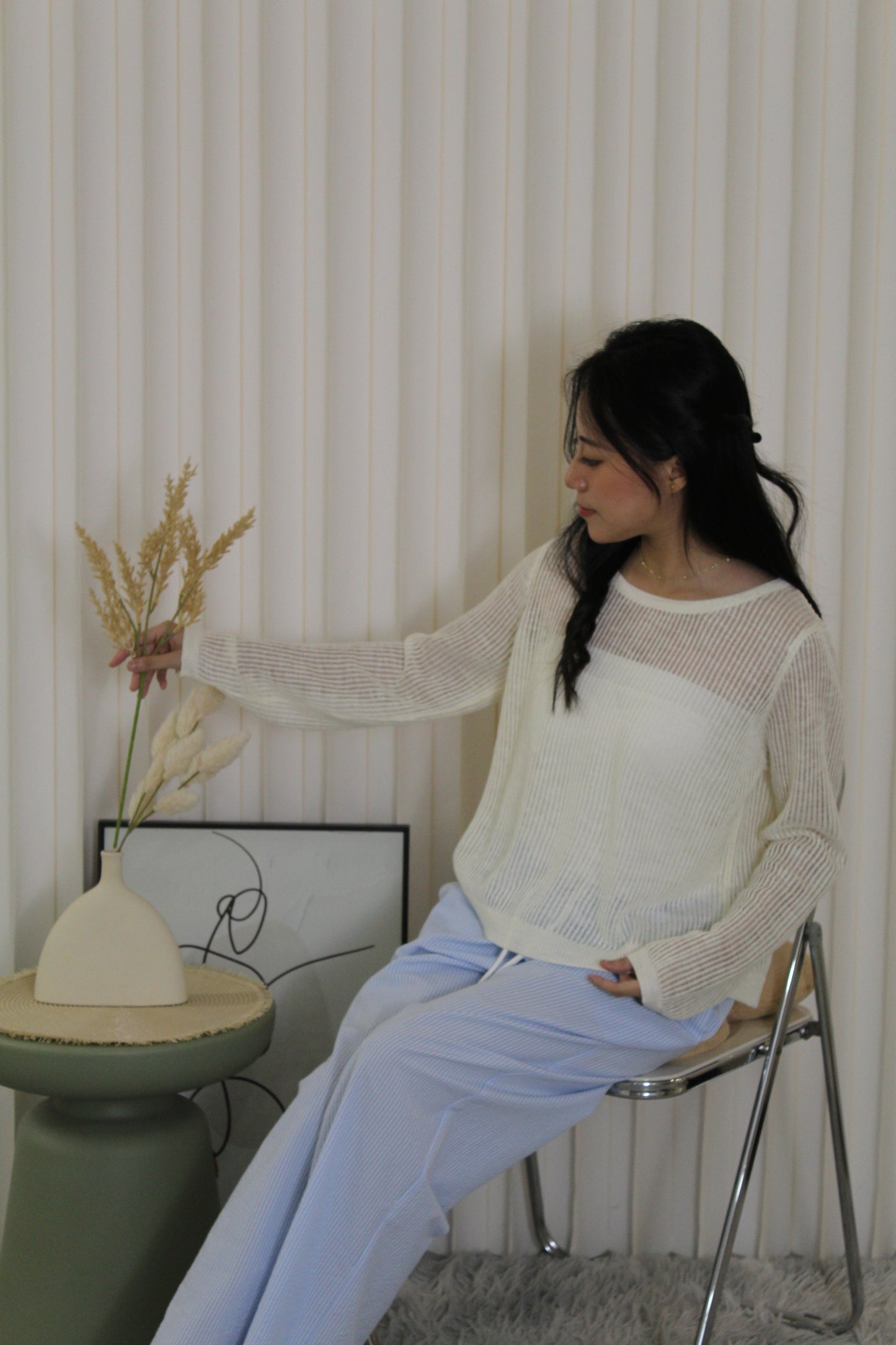MaryAnn Sheer Knit Top (Pink)