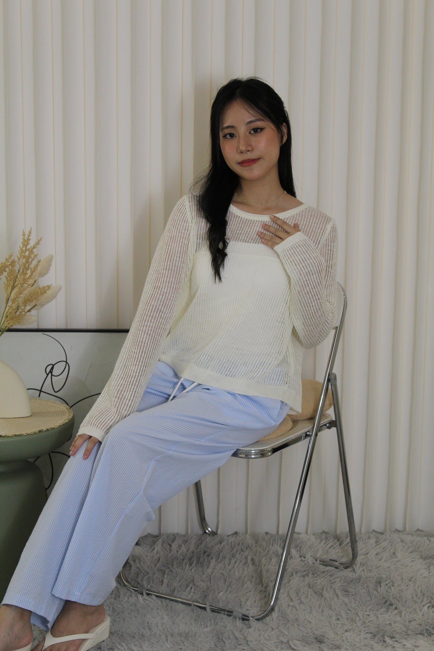 MaryAnn Sheer Knit Top (Green)