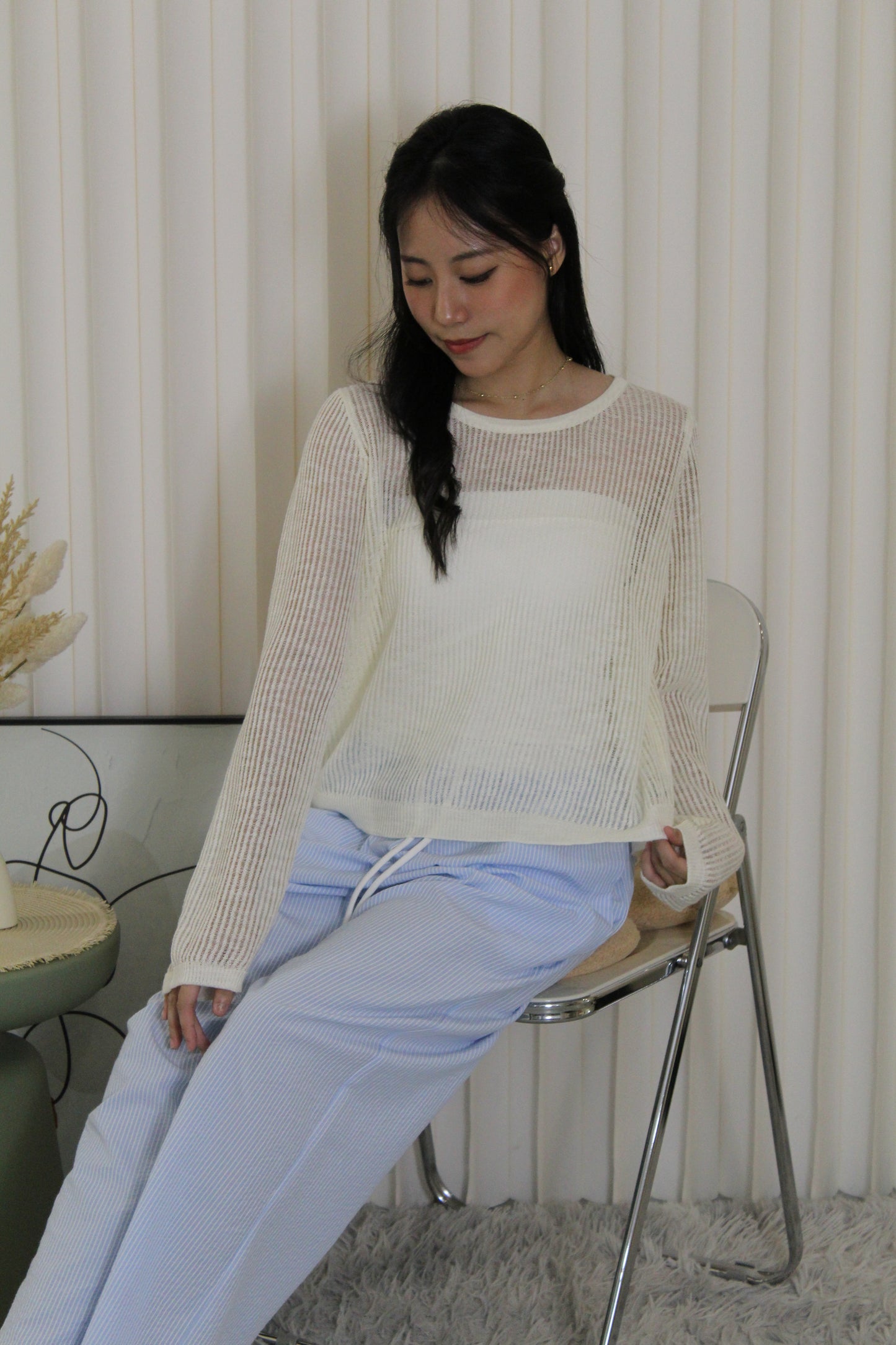 MaryAnn Sheer Knit Top (Green)
