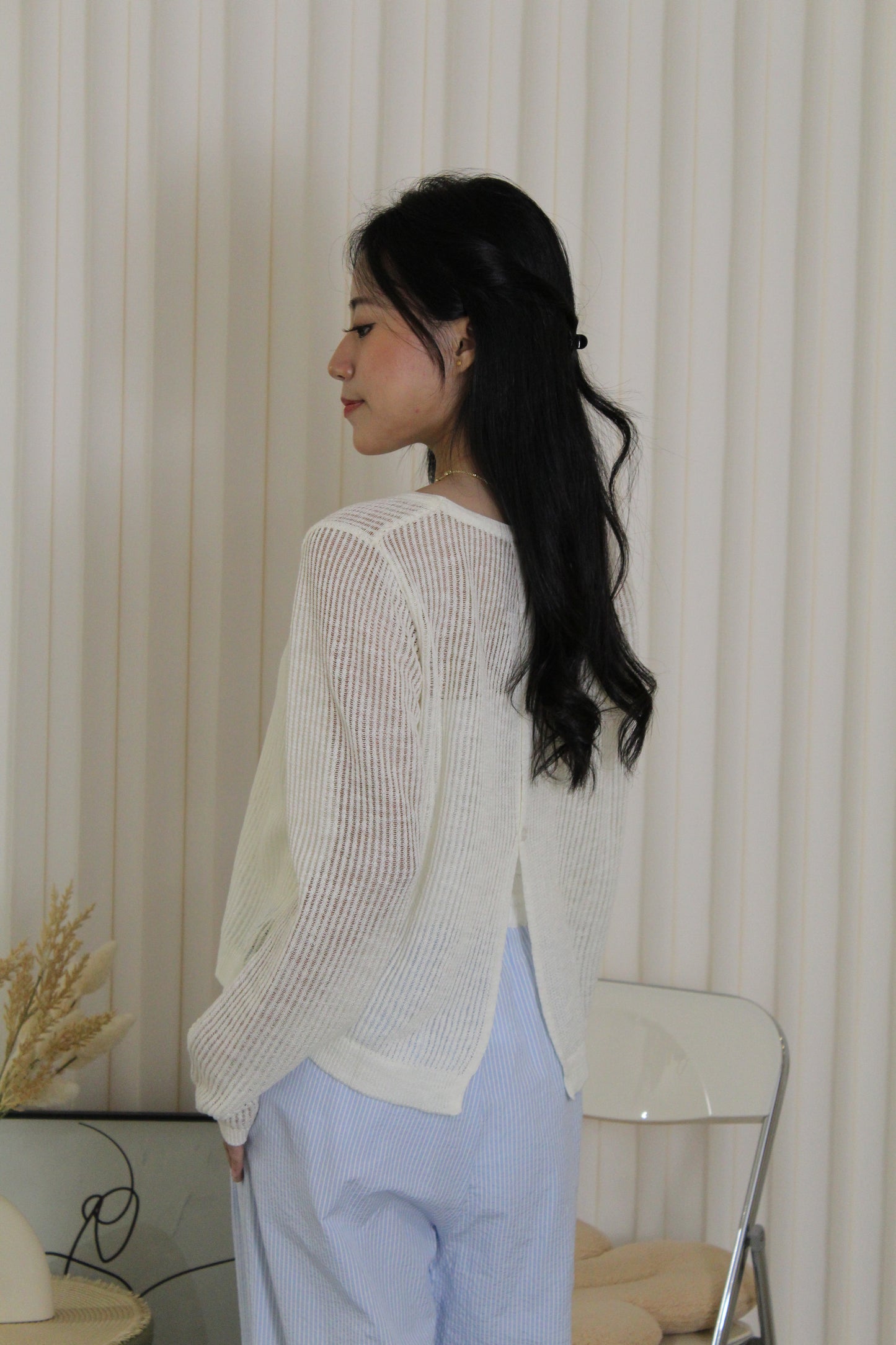 MaryAnn Sheer Knit Top (Pink)
