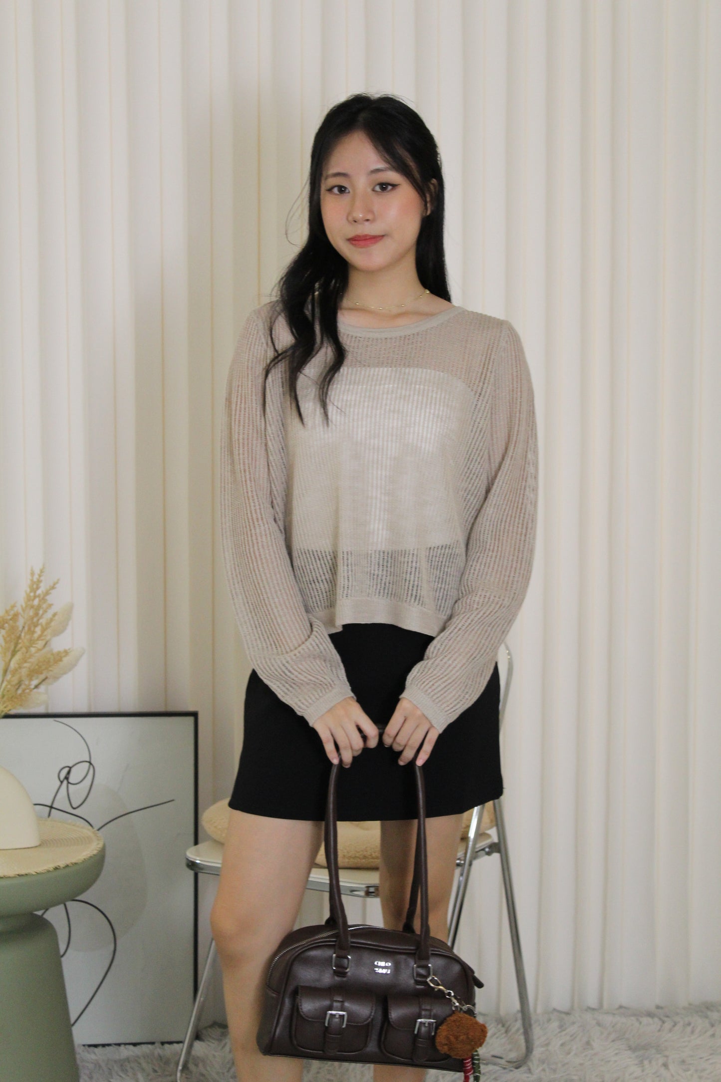 MaryAnn Sheer Knit Top (Green)
