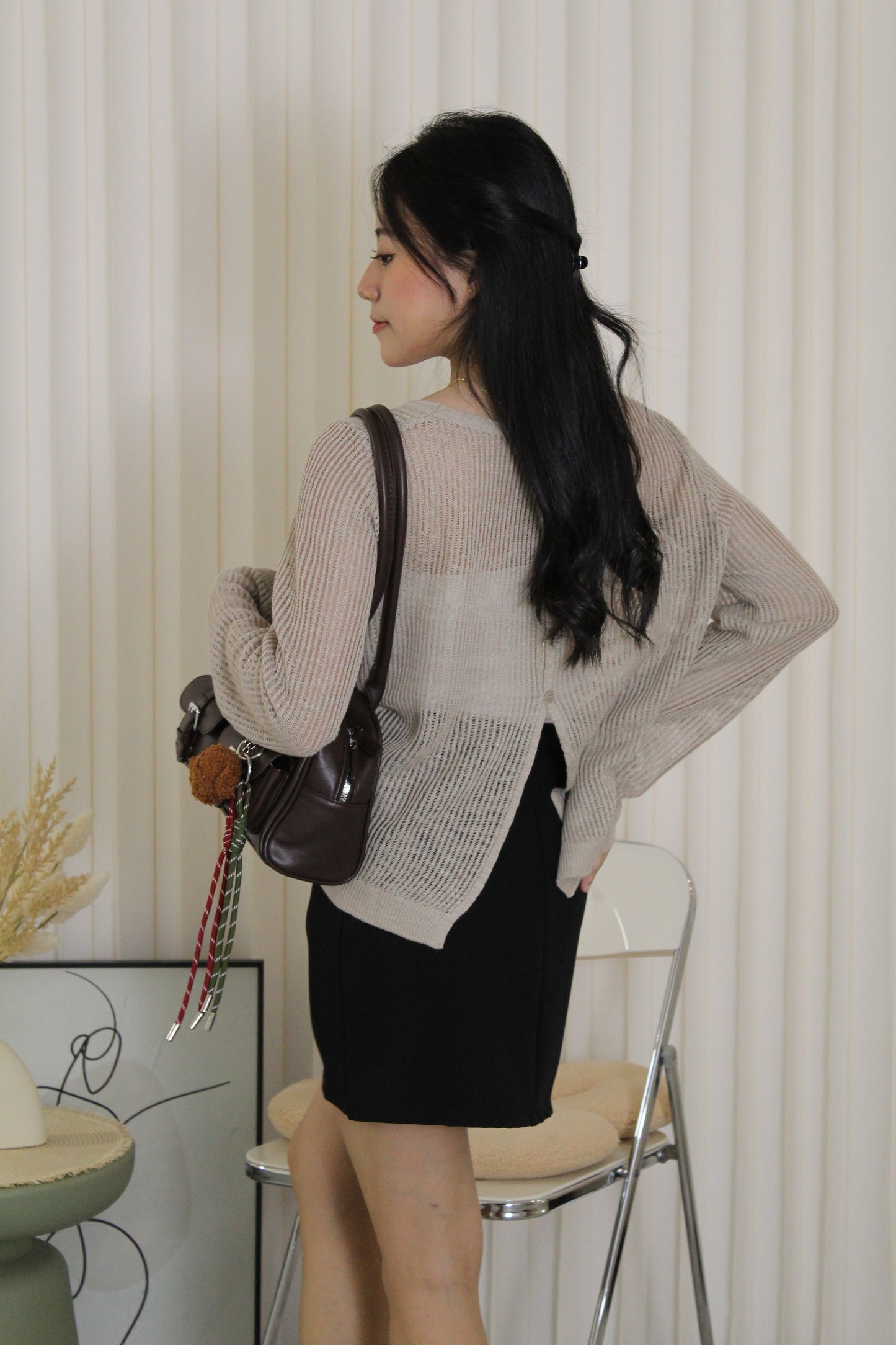 MaryAnn Sheer Knit Top (Green)