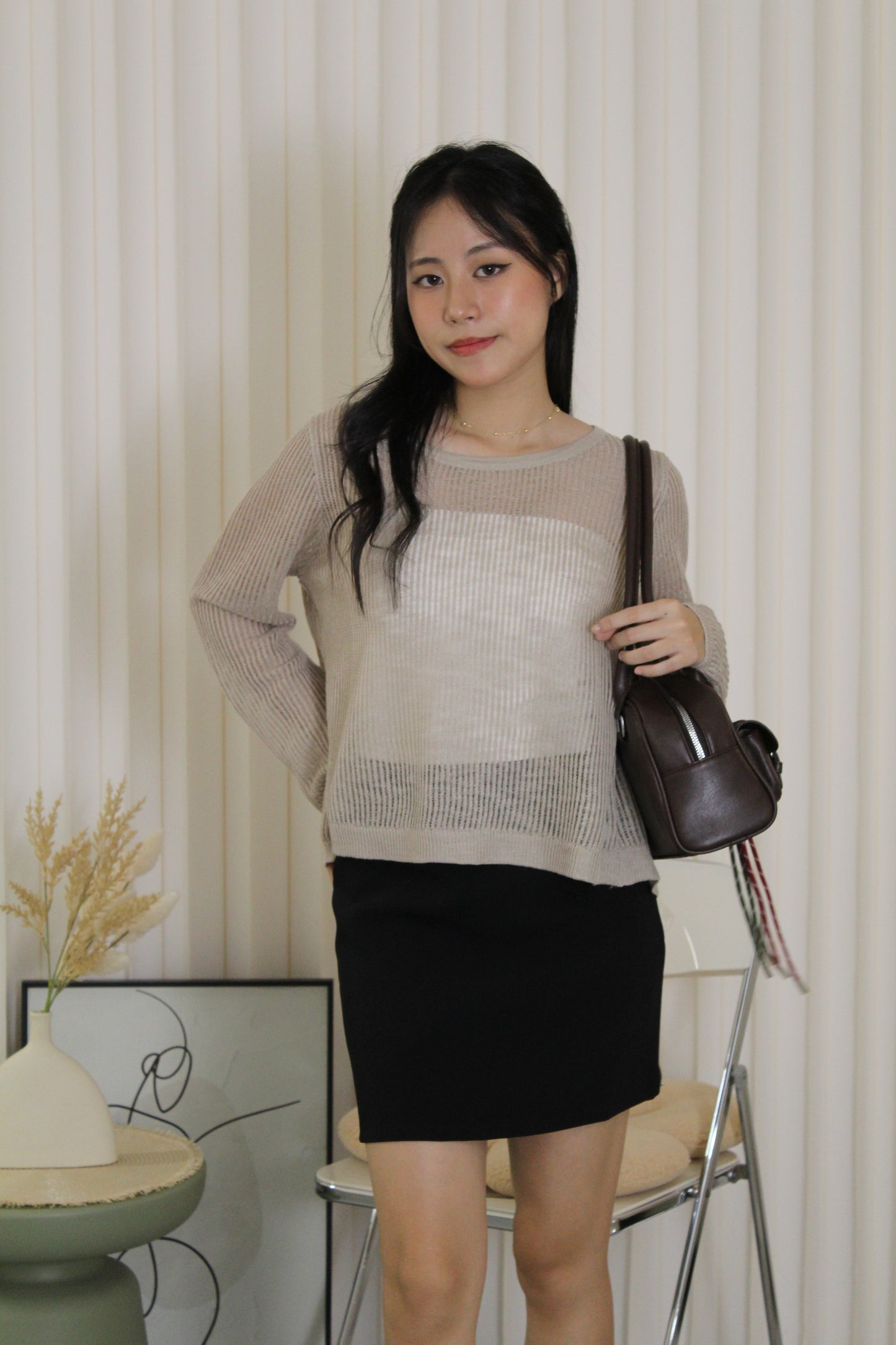MaryAnn Sheer Knit Top (Green)