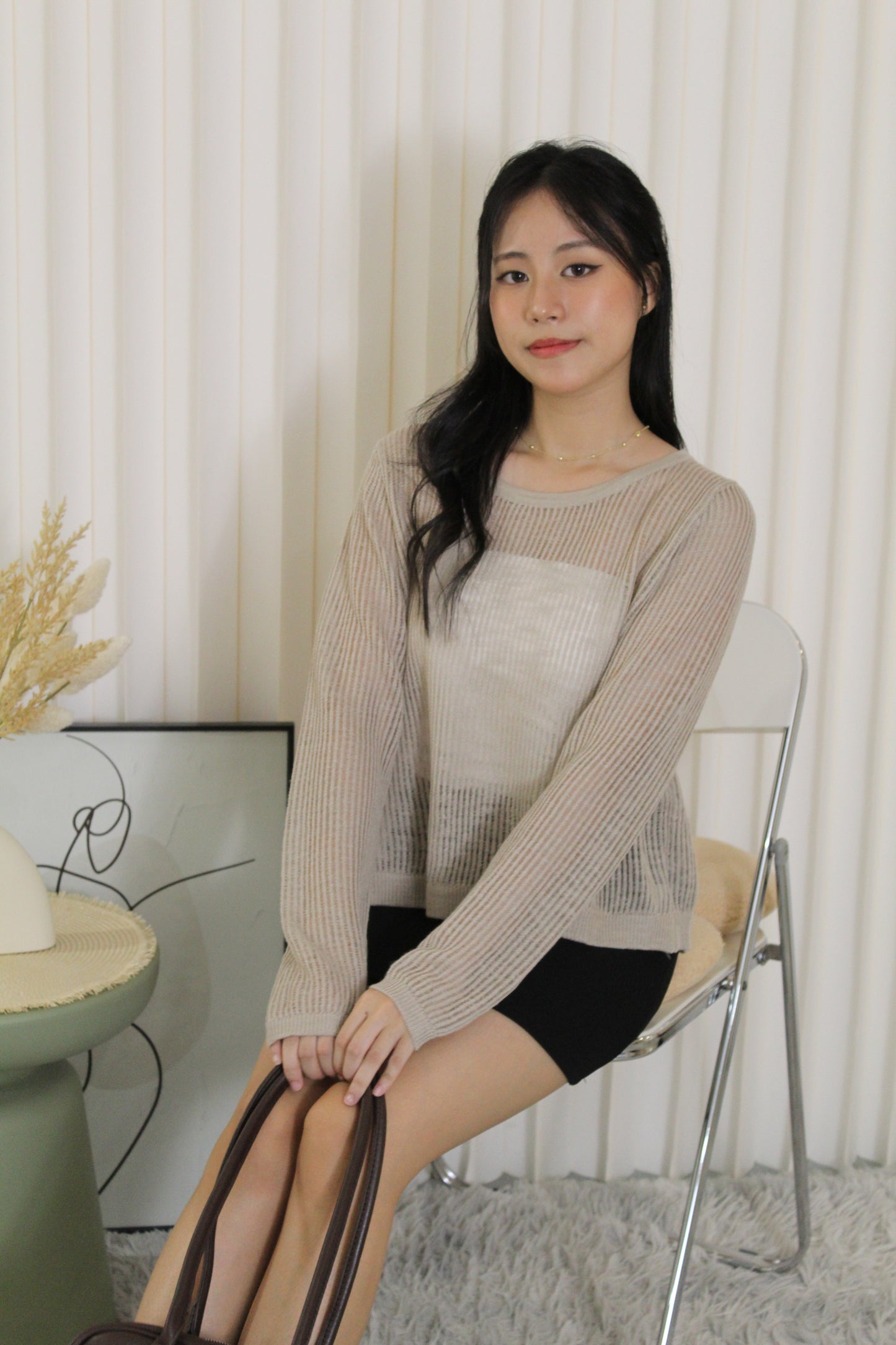 MaryAnn Sheer Knit Top (Green)
