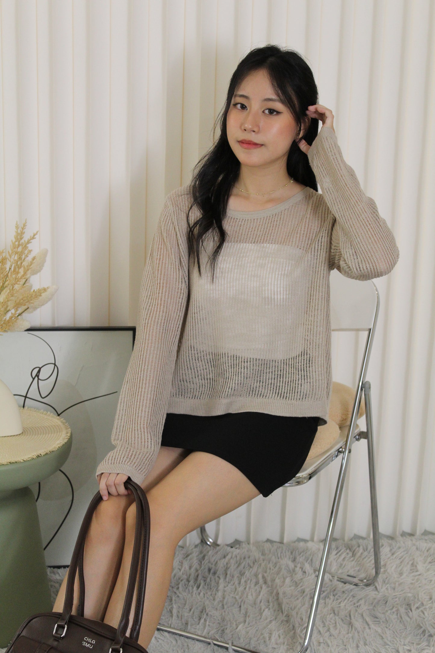 MaryAnn Sheer Knit Top (Green)