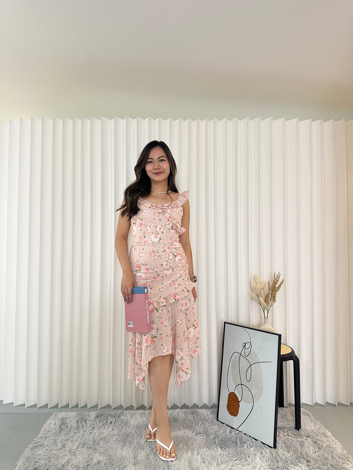 Alice Floral Midi Dress (Pink)