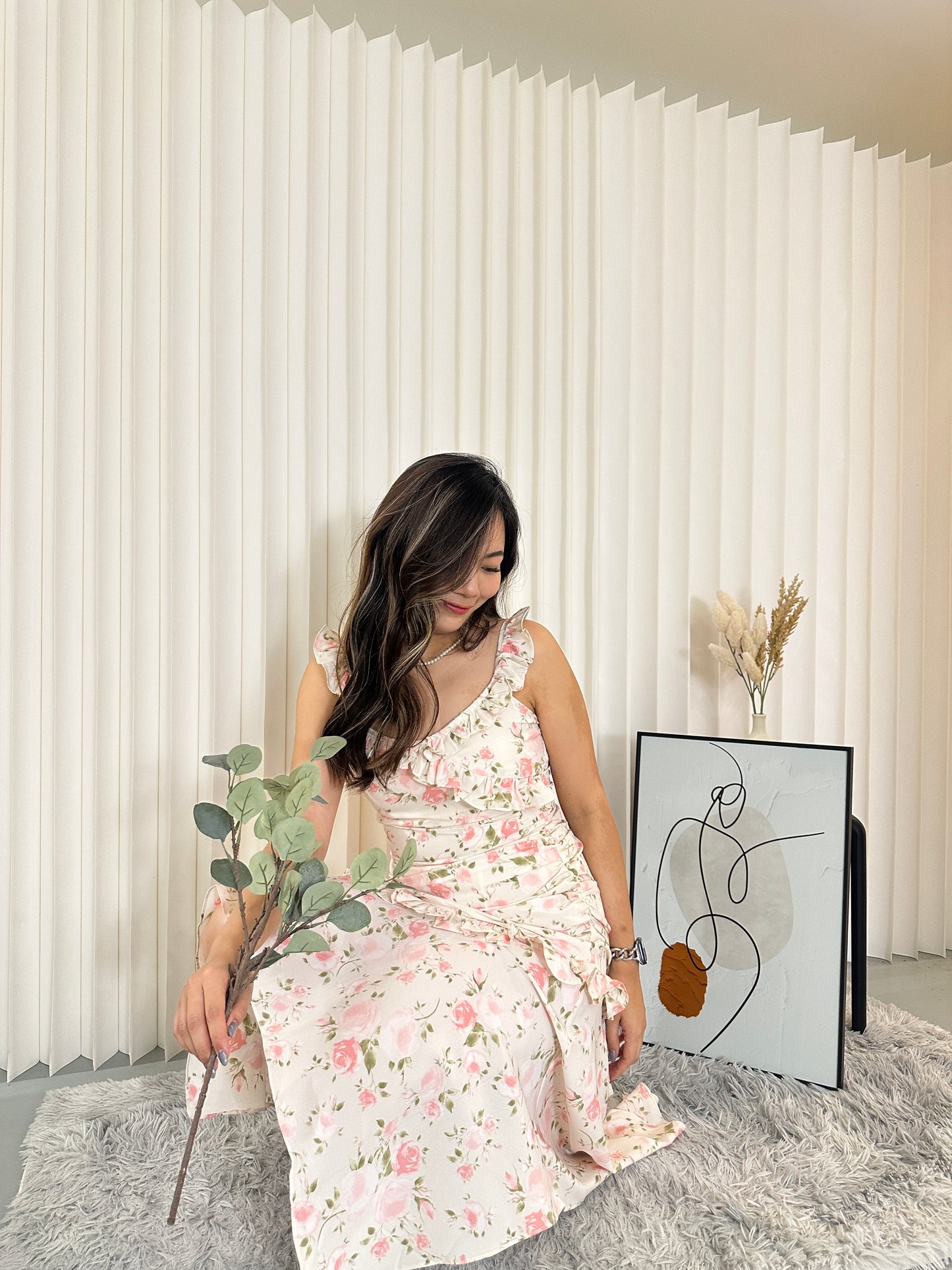 Alice Floral Midi Dress (Pink)