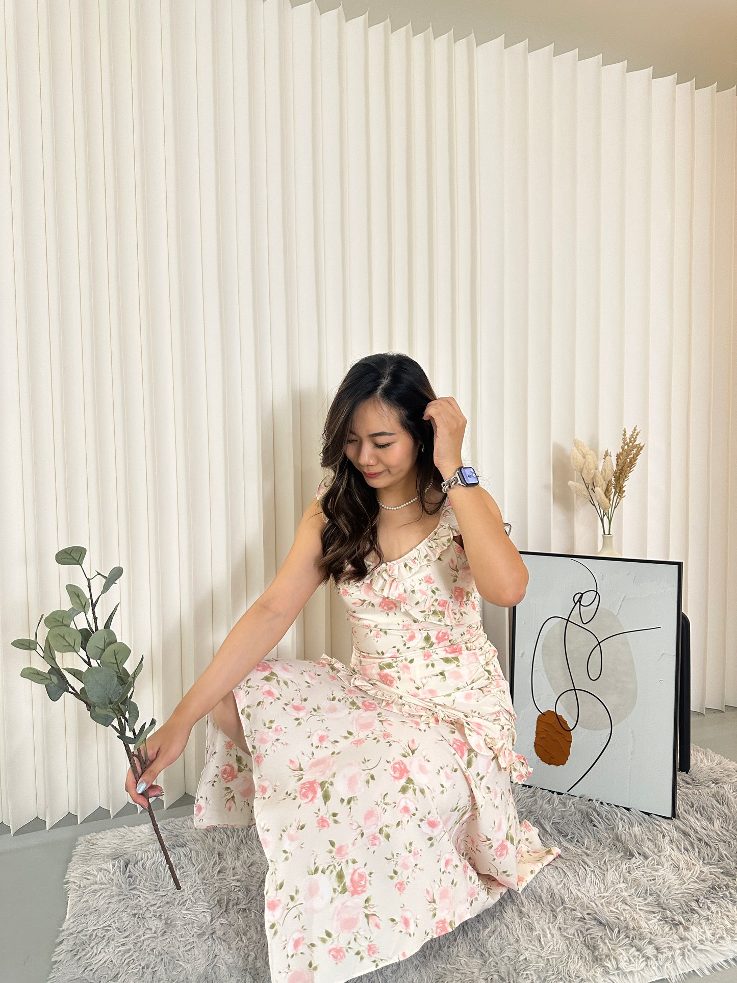 Alice Floral Midi Dress (Pink)