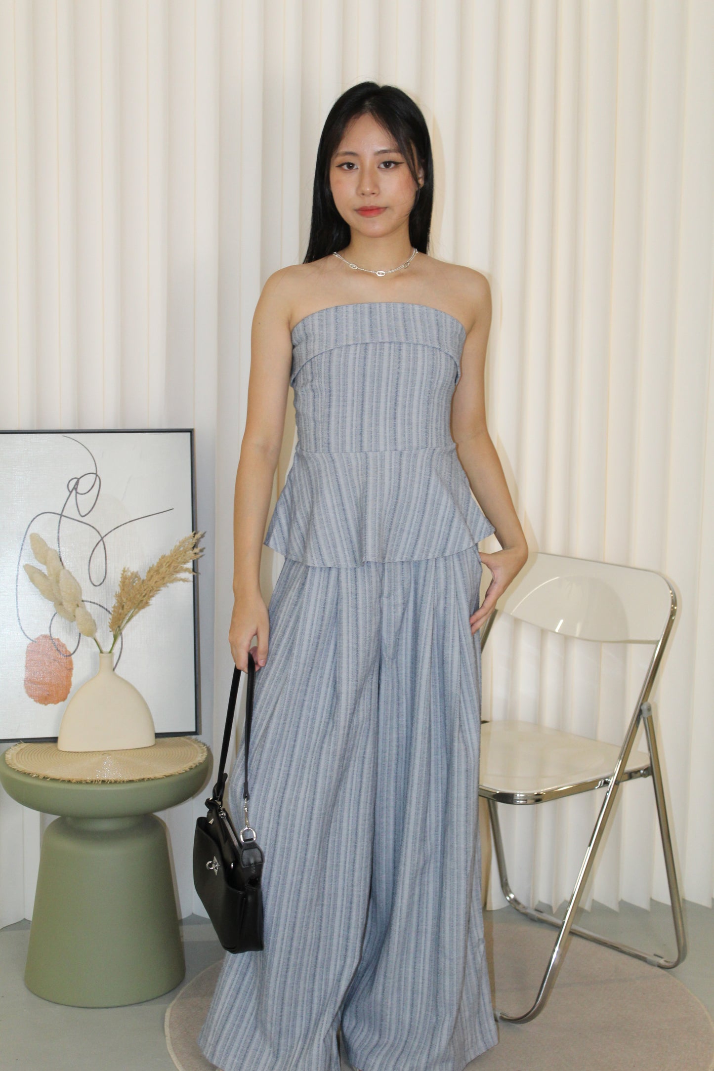 Bambi Tube Two Piece Pants Set (Blue)