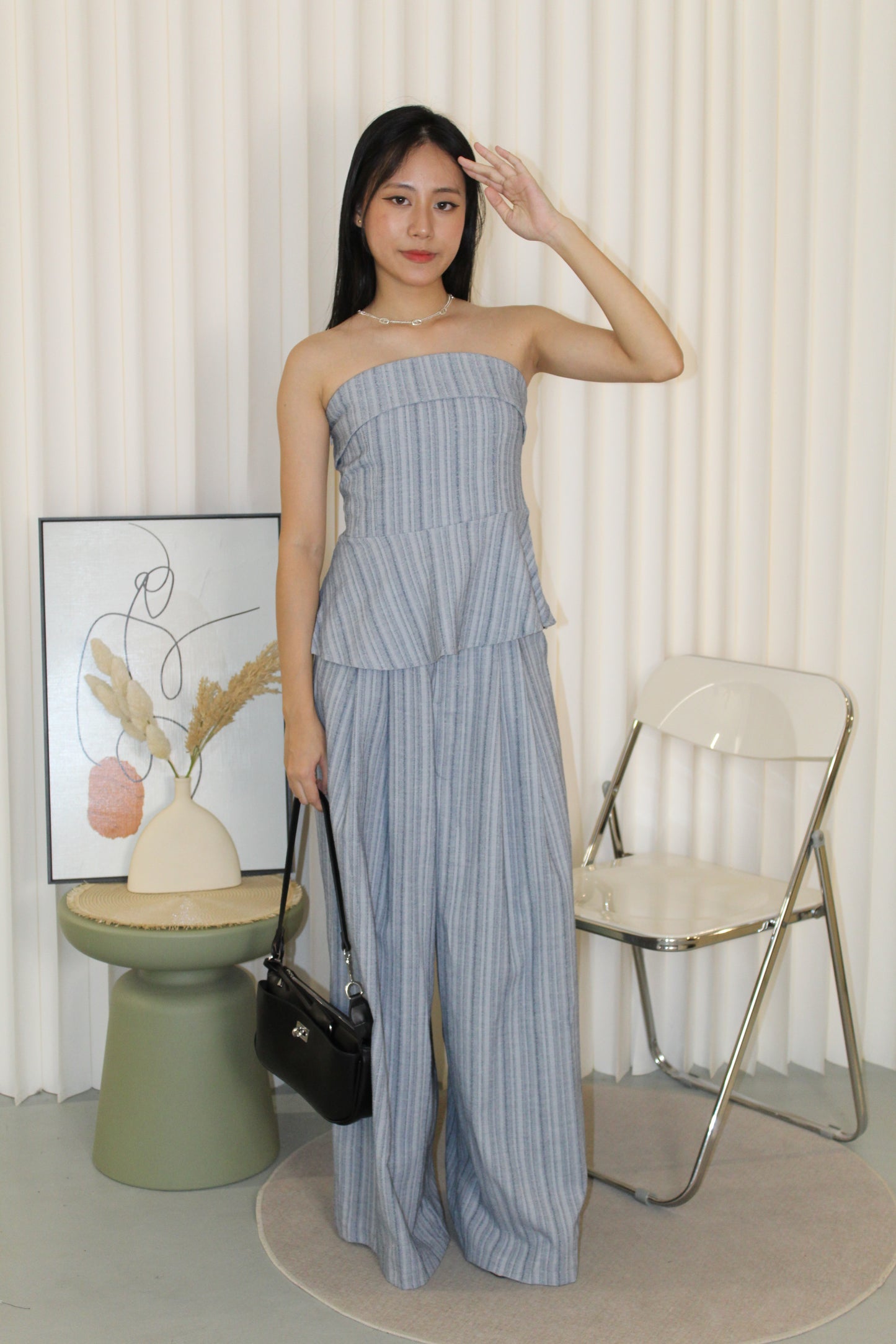 Bambi Tube Two Piece Pants Set (Blue)