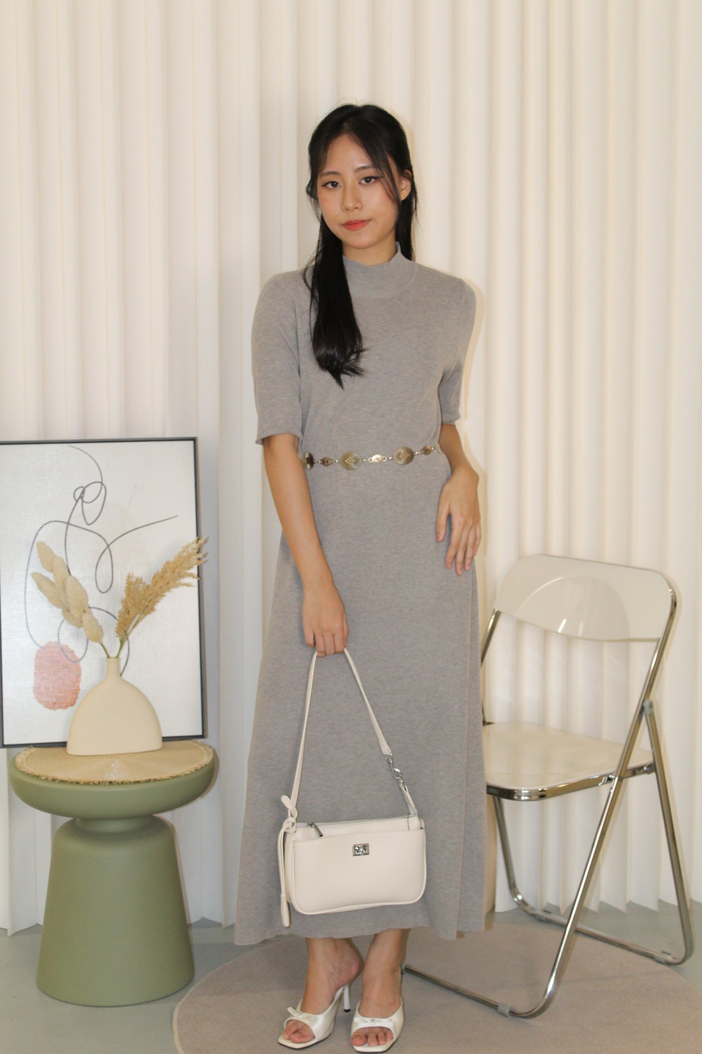 Vivianna Knit Midi Dress (Grey)