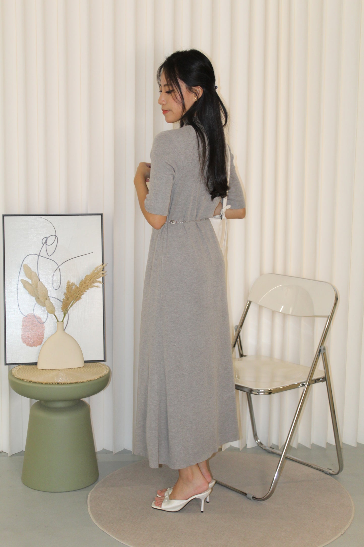 Vivianna Knit Midi Dress (Grey)