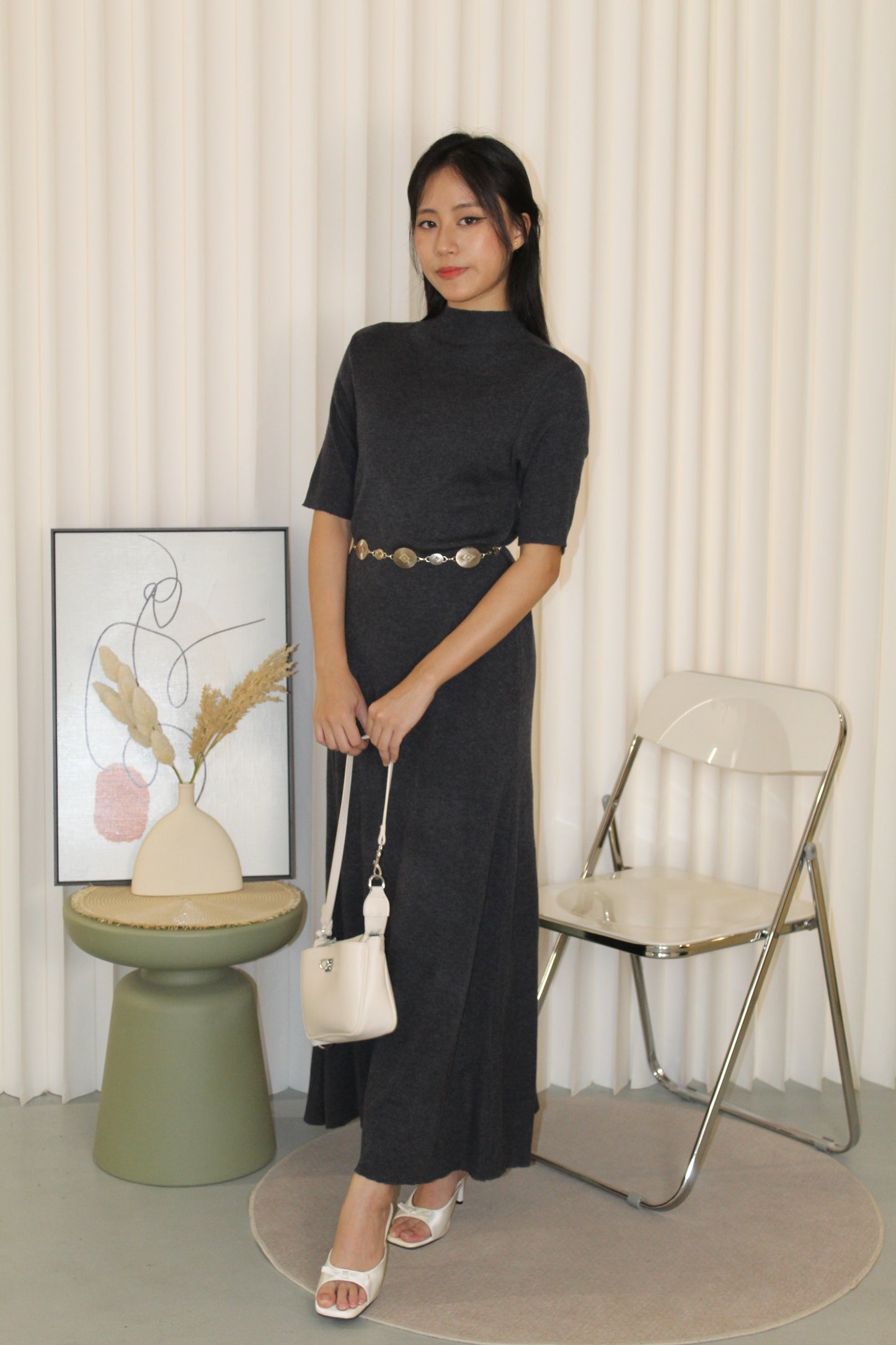 Vivianna Knit Midi Dress (Grey)