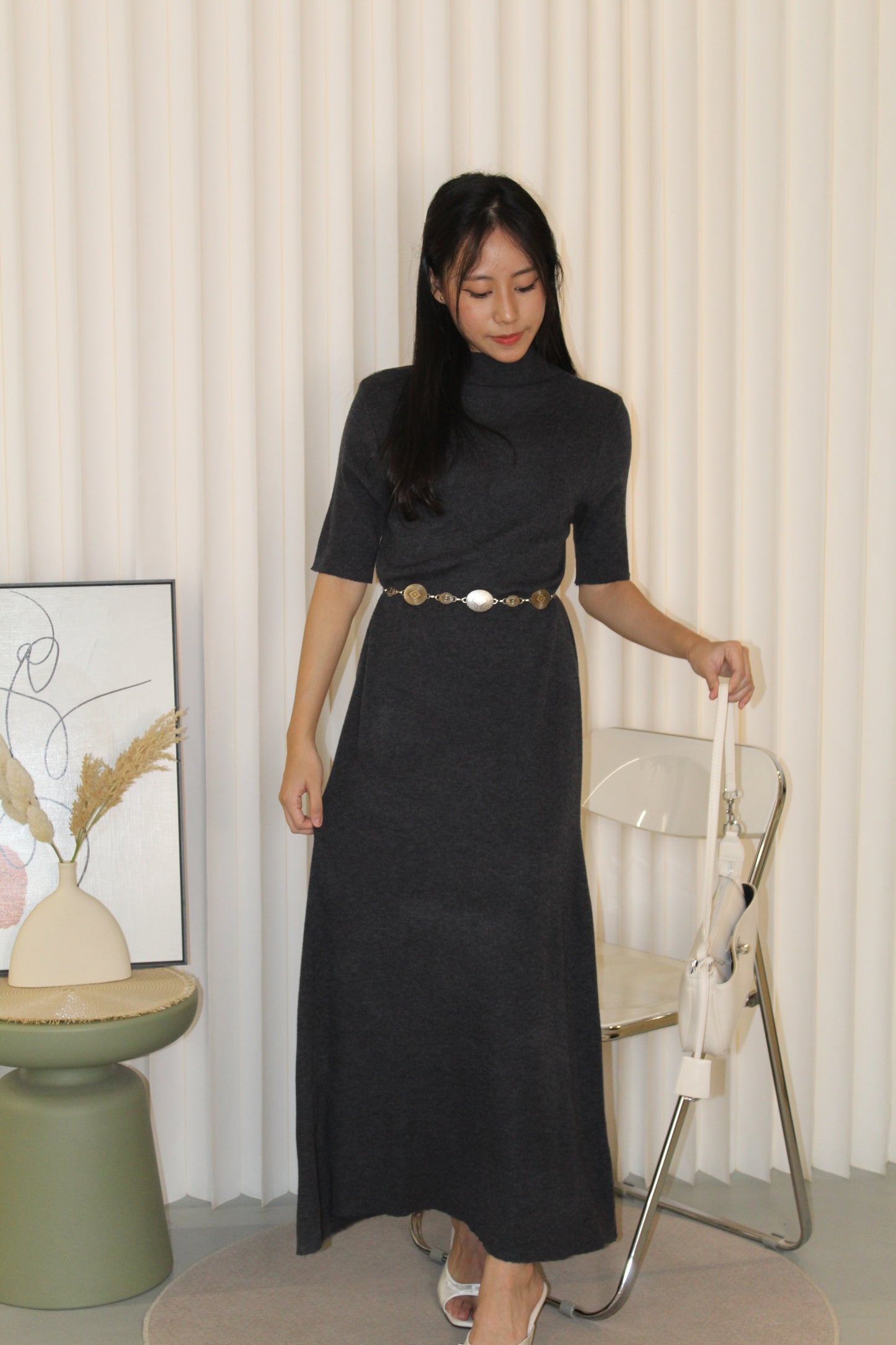 Vivianna Knit Midi Dress (Grey)