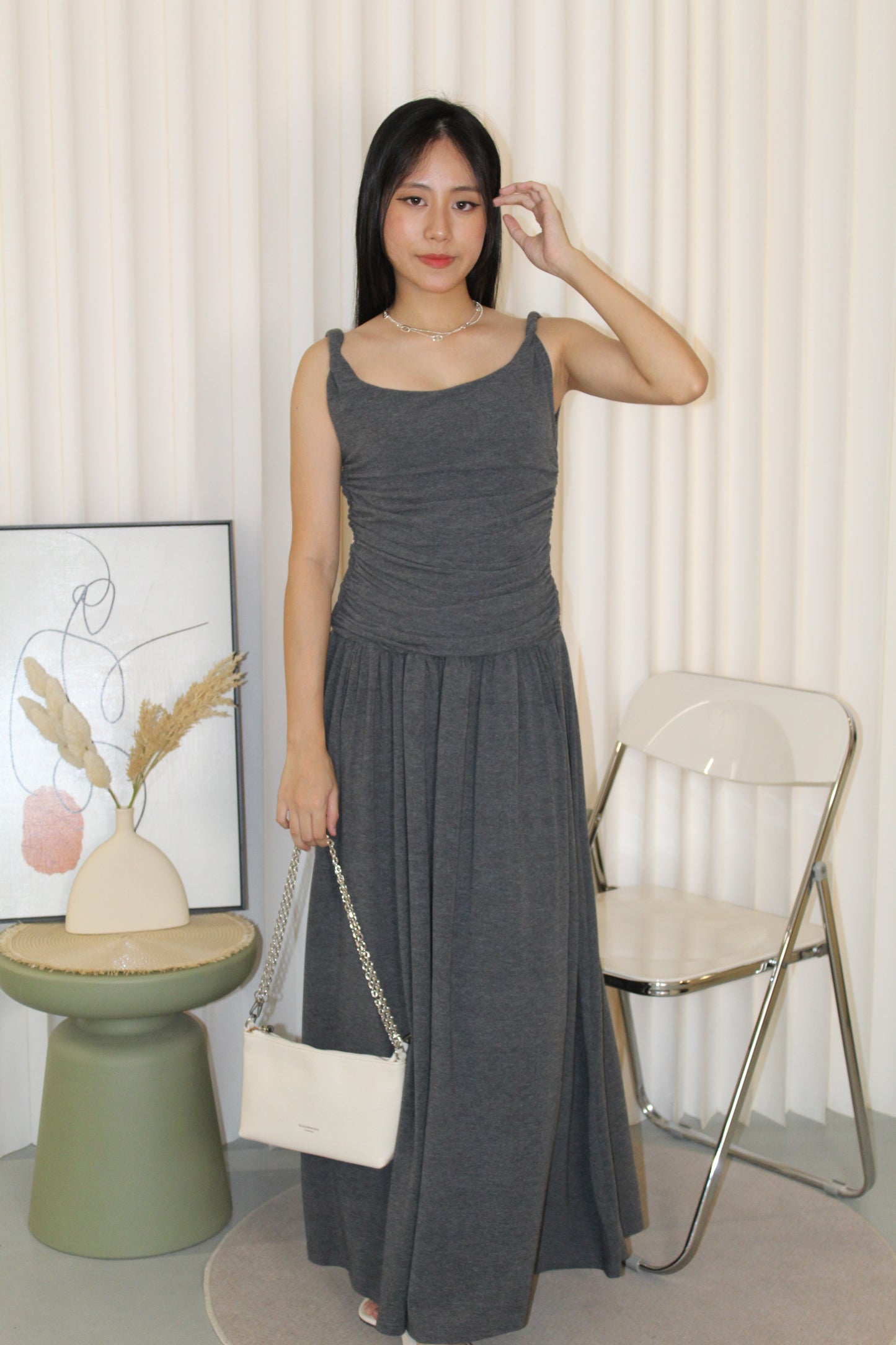Zinnia Cotton Maxi Dress (Grey)