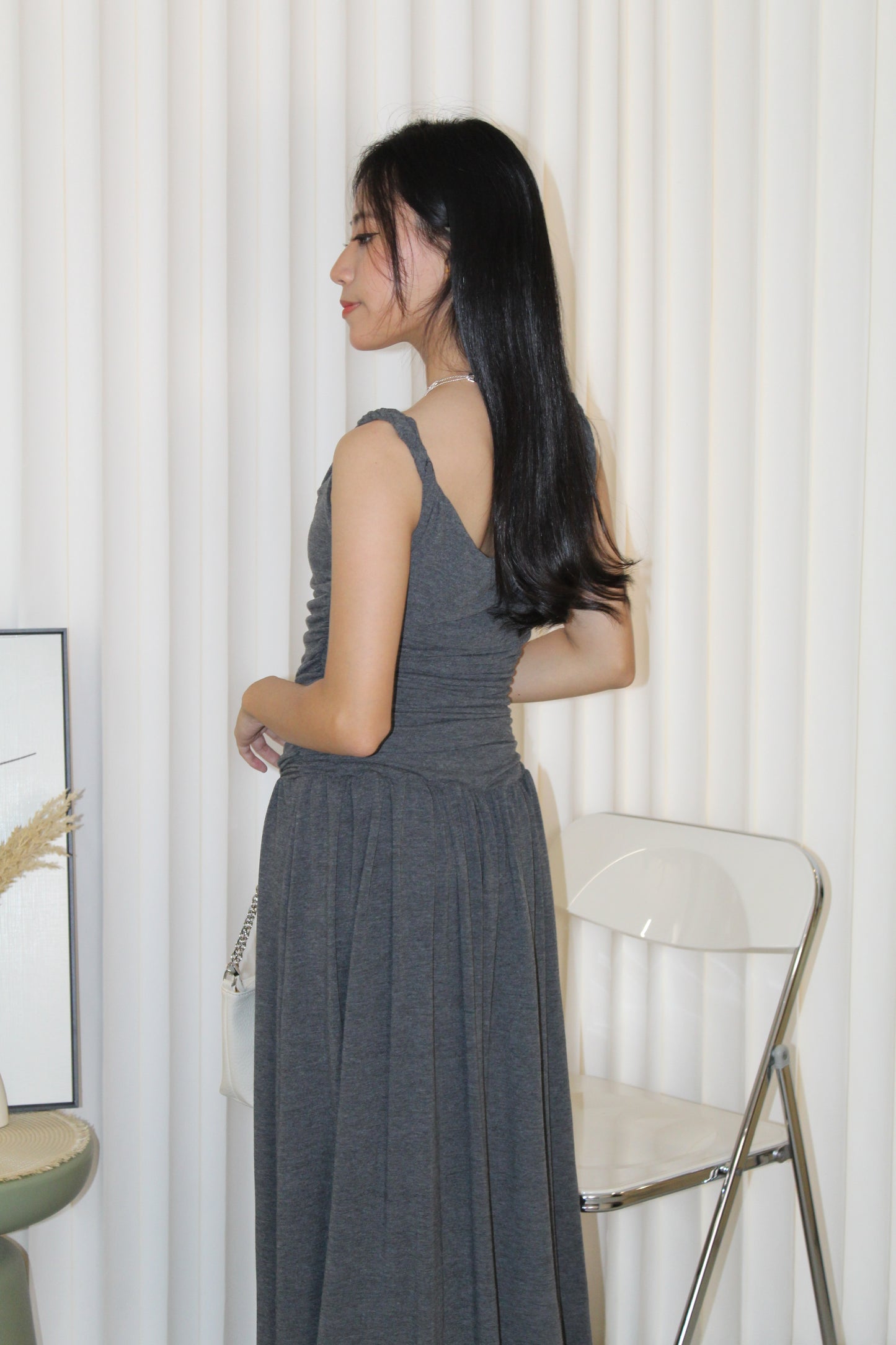Zinnia Cotton Maxi Dress (Grey)