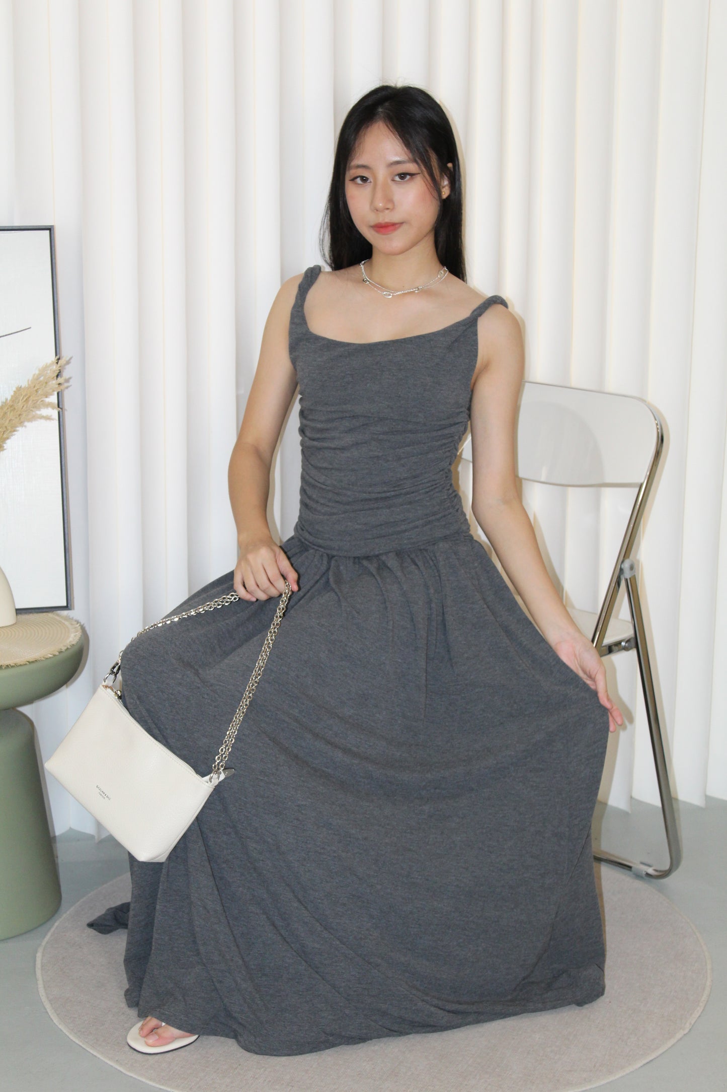 Zinnia Cotton Maxi Dress (Grey)