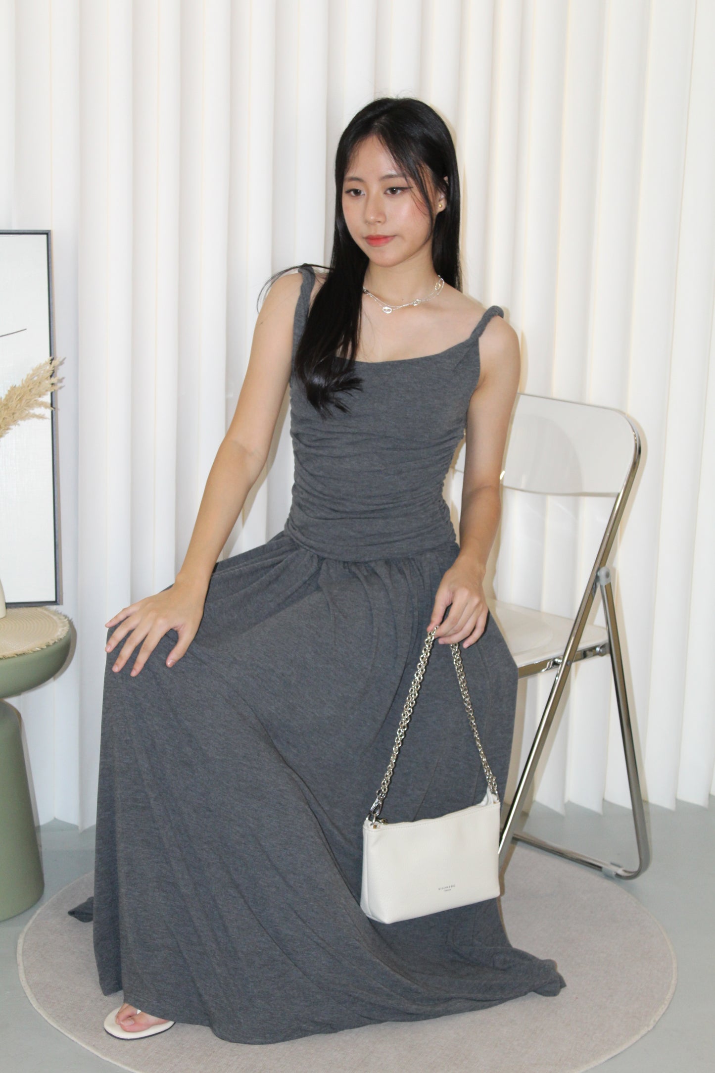 Zinnia Cotton Maxi Dress (Grey)