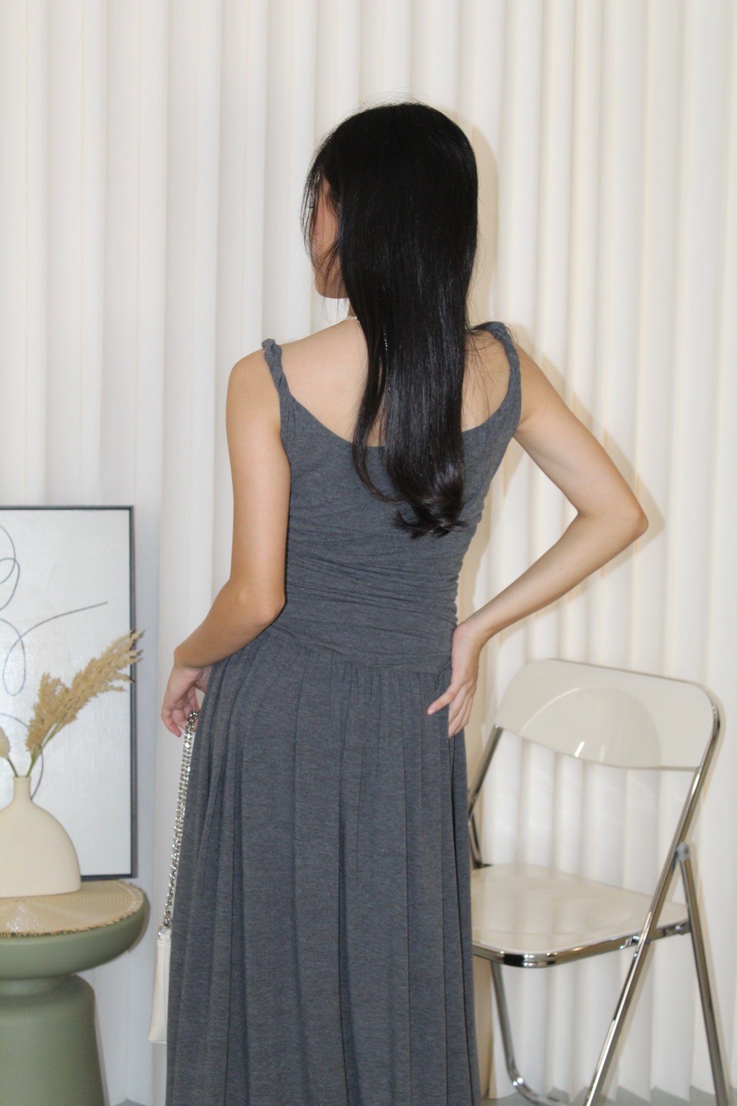 Zinnia Cotton Maxi Dress (Grey)