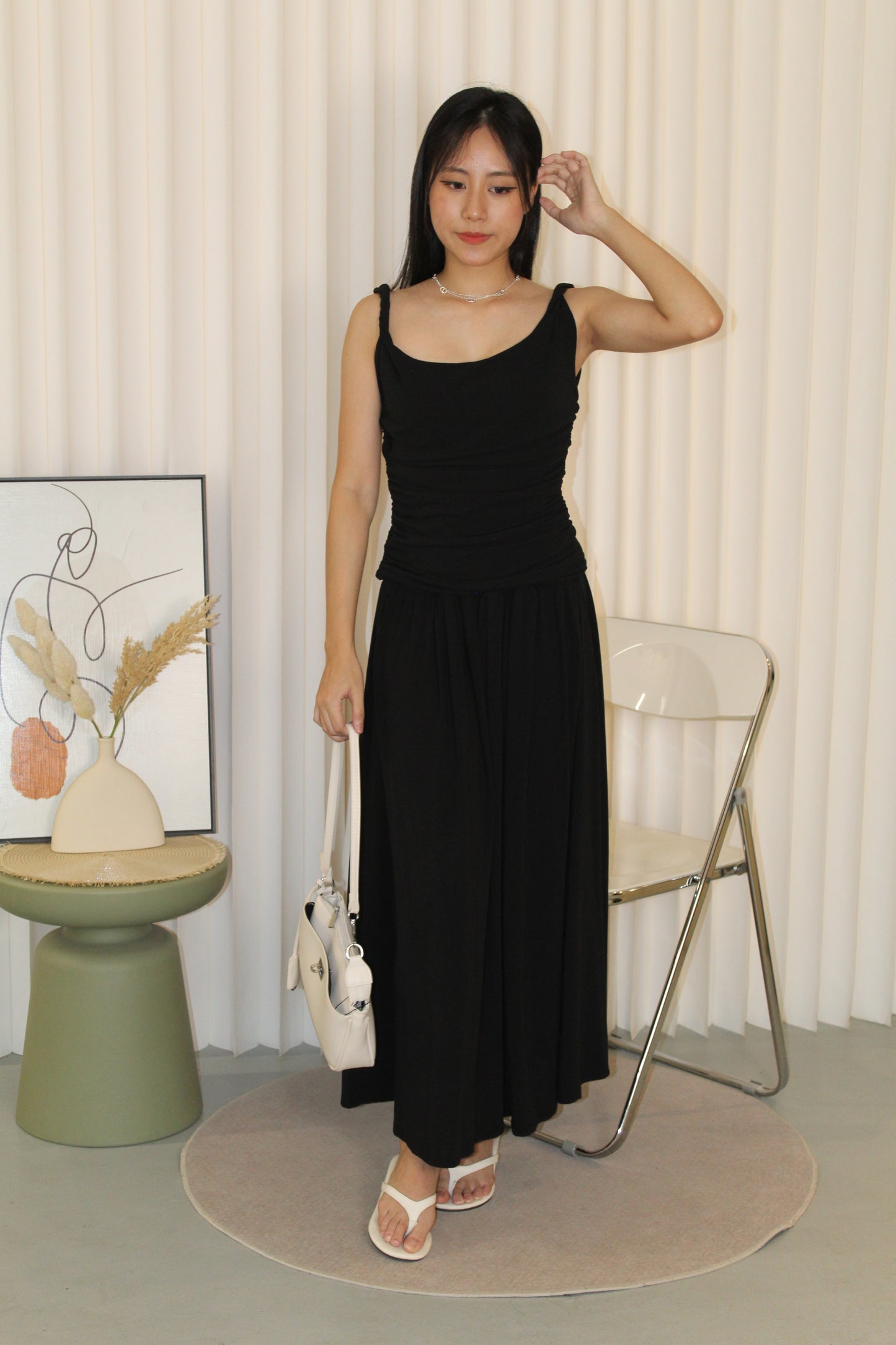 Zinnia Cotton Maxi Dress (Grey)