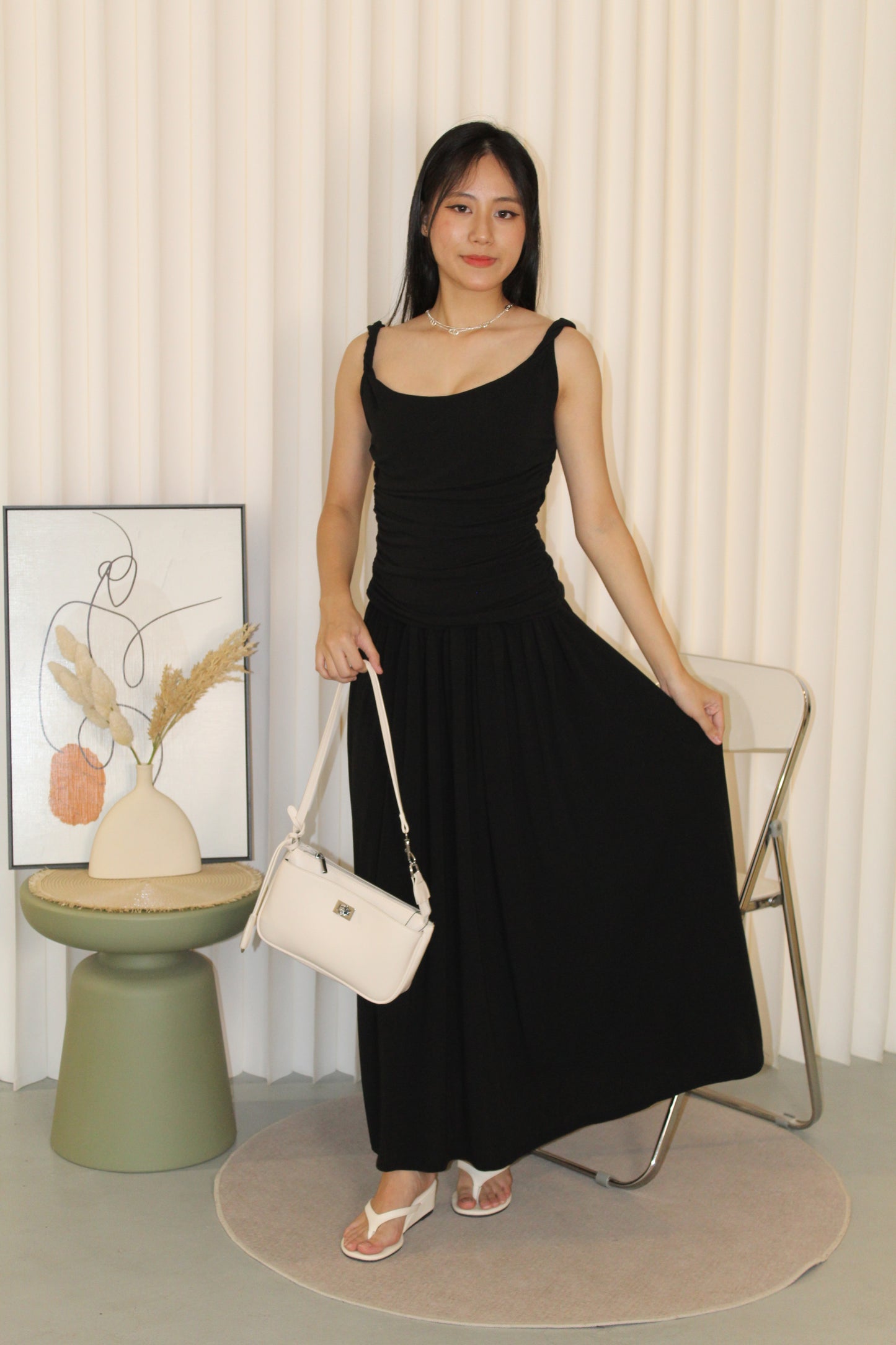Zinnia Cotton Maxi Dress (Grey)