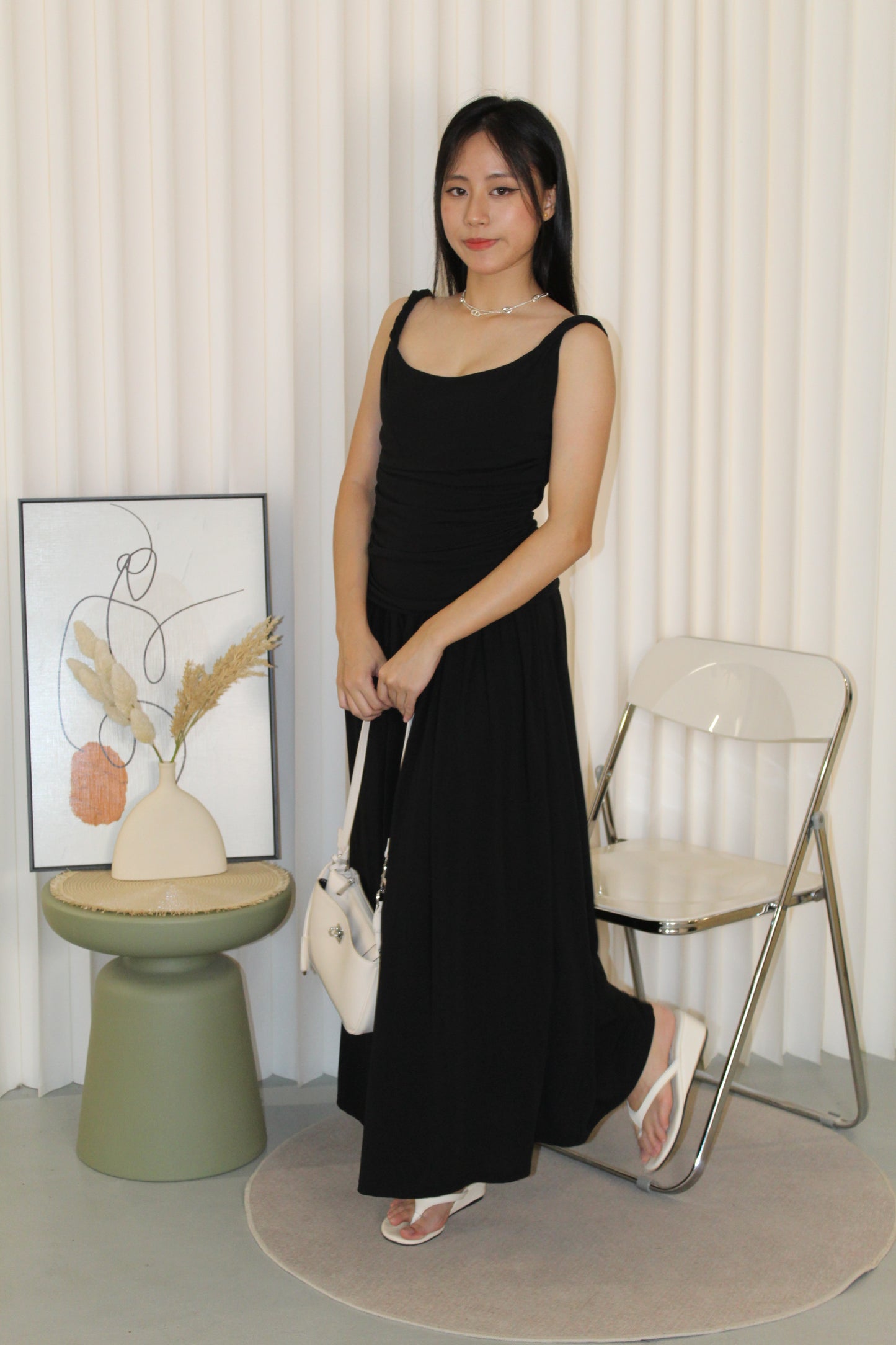 Zinnia Cotton Maxi Dress (Grey)