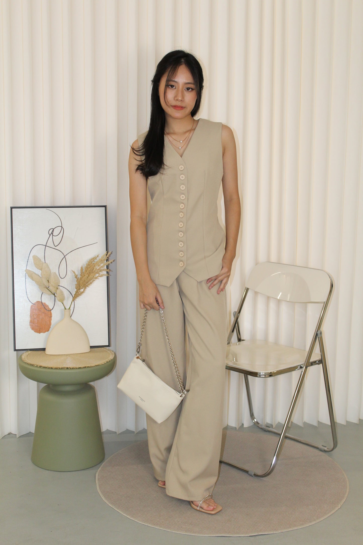 Jane Vest Pants Two Piece Set (Black)