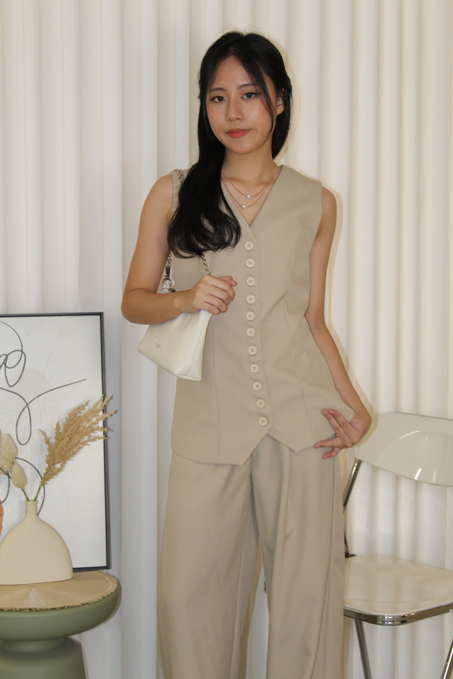 Jane Vest Pants Two Piece Set (Black)
